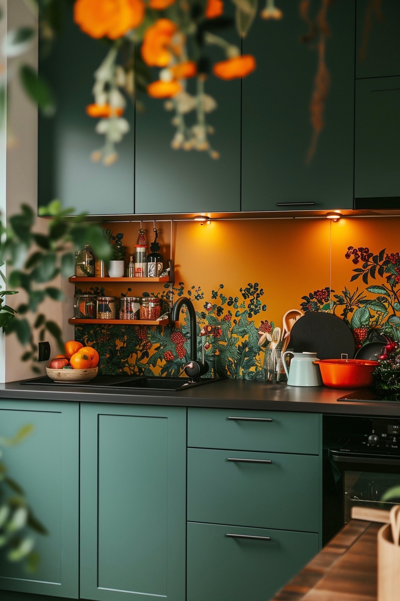 couleurs complémentaires décoration vert orange