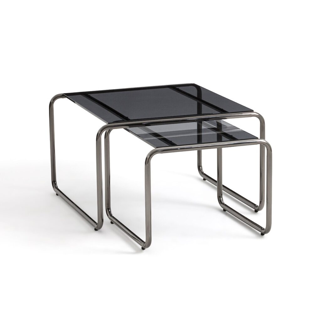 décoration années 80 table basse typique verre fumé