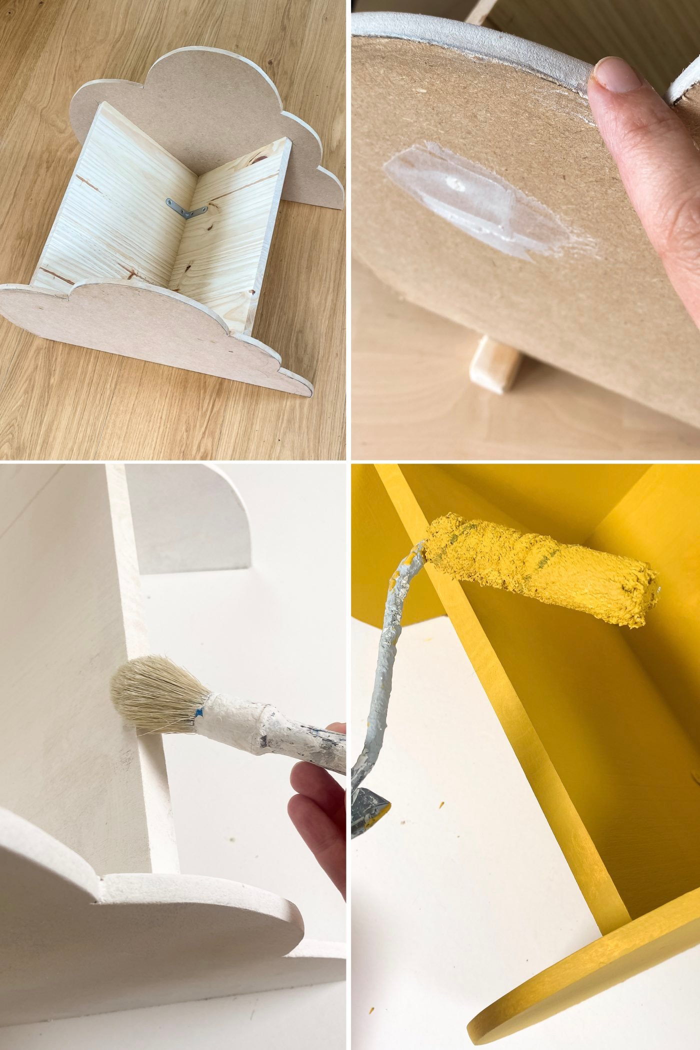 fabriquer bibliothèque rangement livres nuage bois