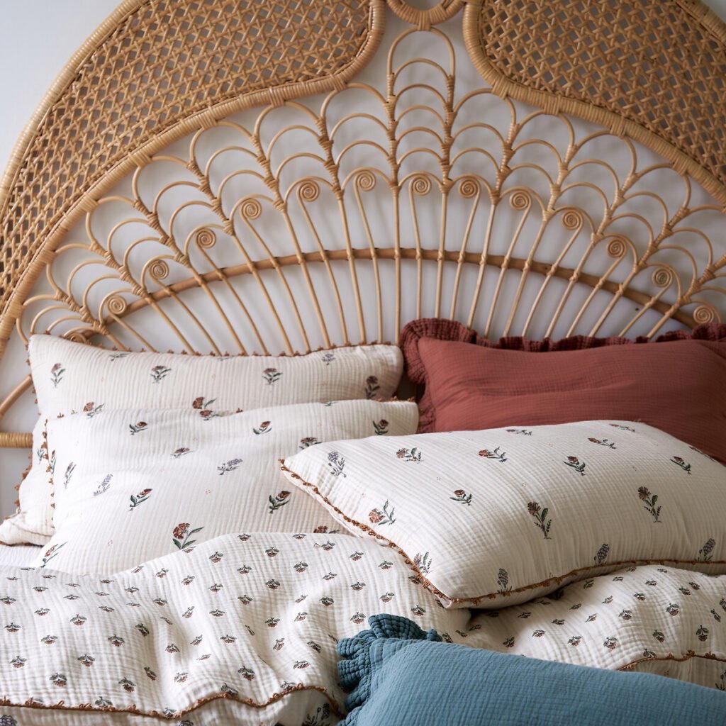 housse couette gaze coton motif floral