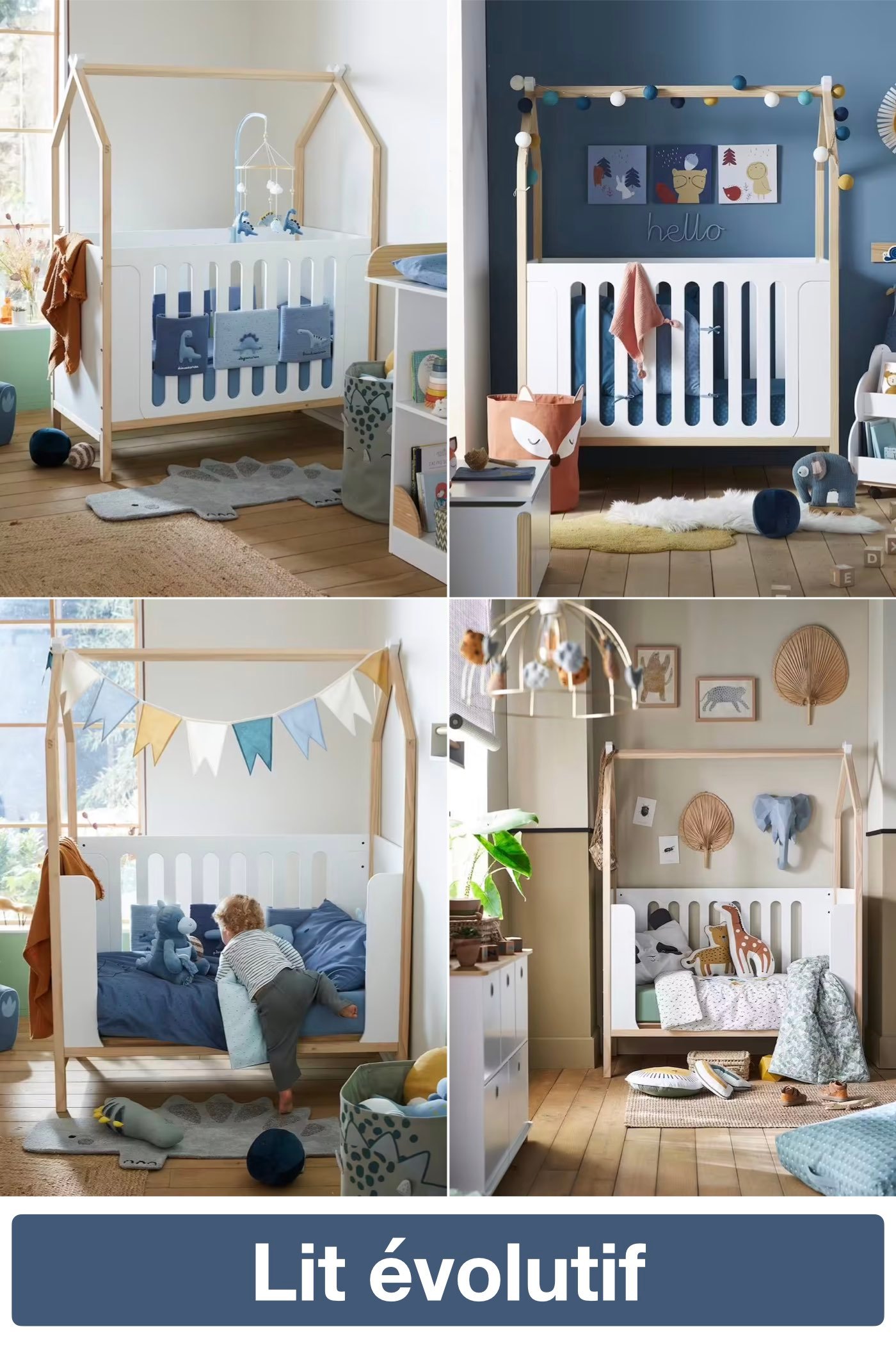 lit bois blanc bébé évolutif banquette cabane