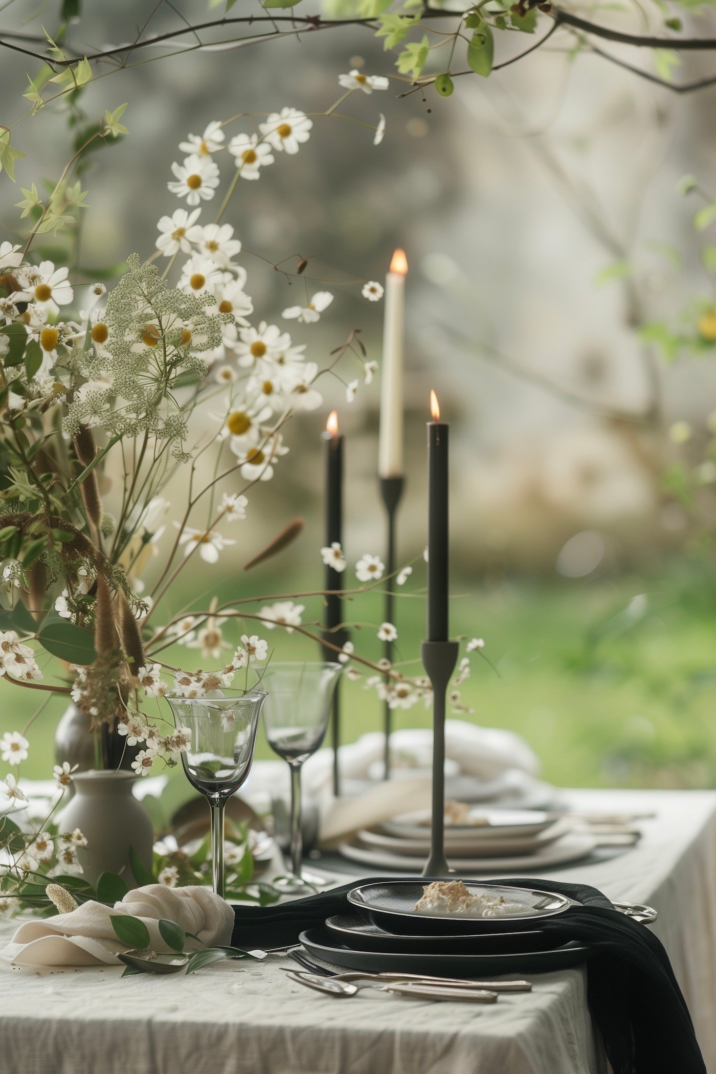 mariage champêtre chic table blanche vert forêt