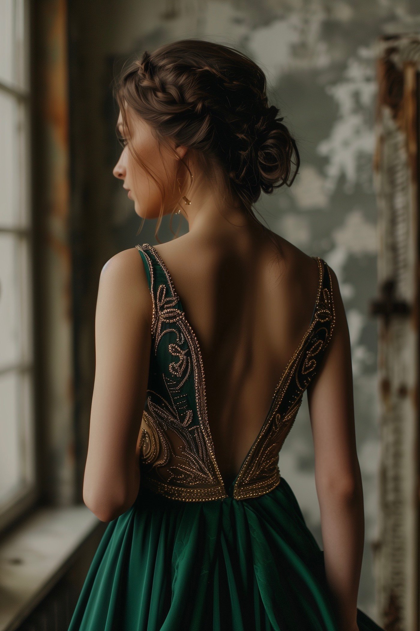 robe verte bijoux dorés strass témoin