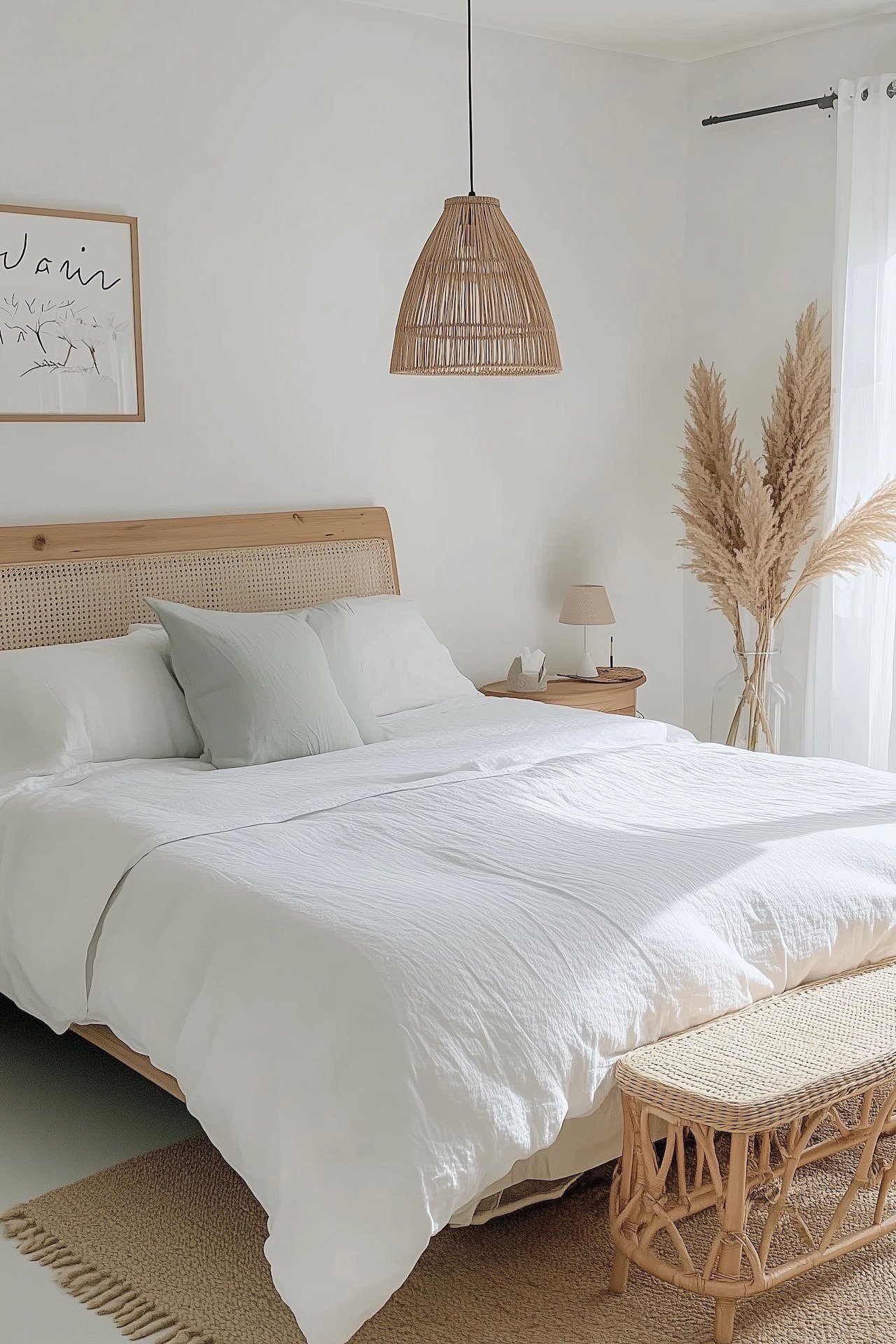 chambre bois rotin inspiration zen Indonésie lin