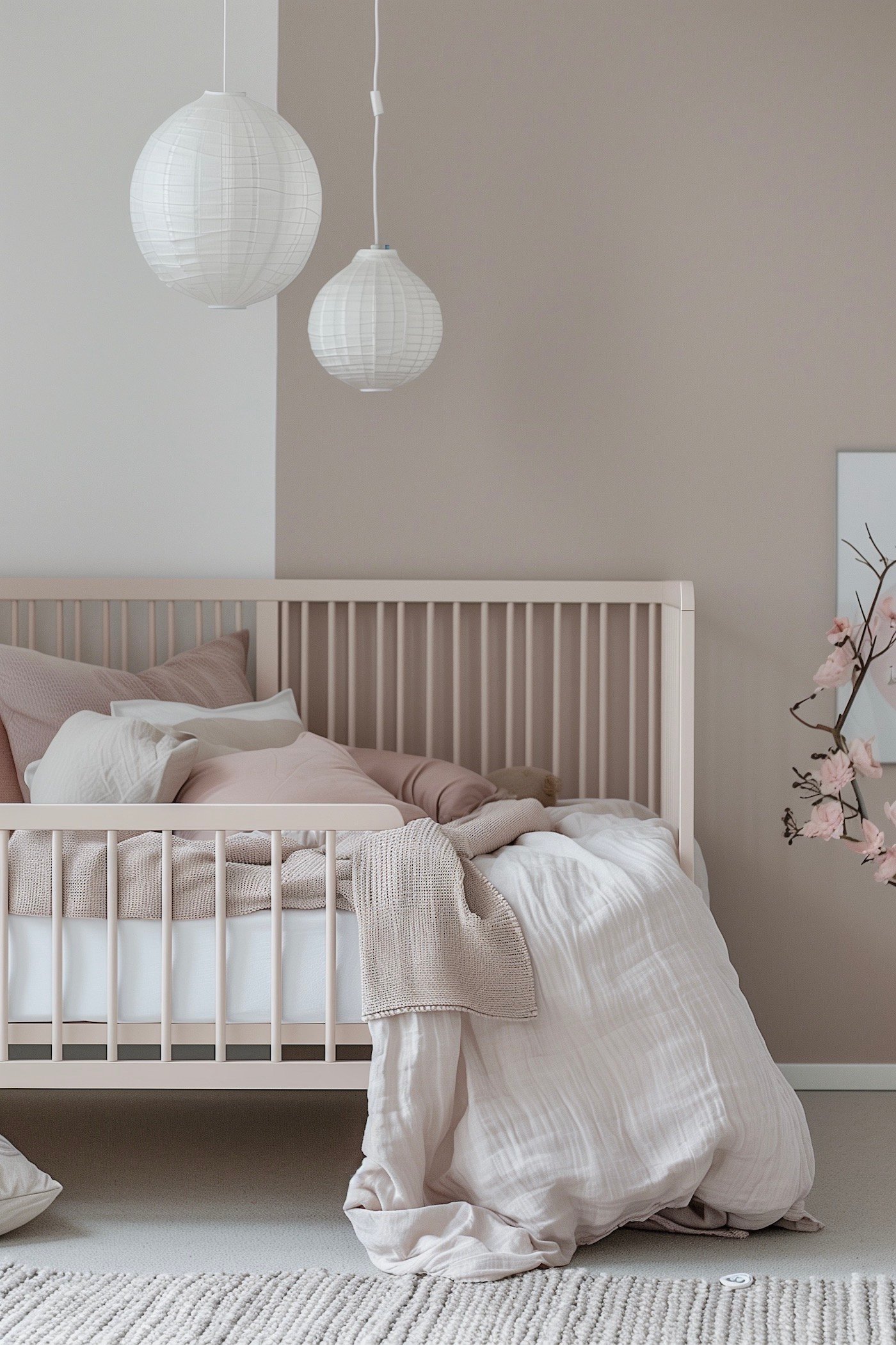 couleur chambre bébé vieux rose blanc beige