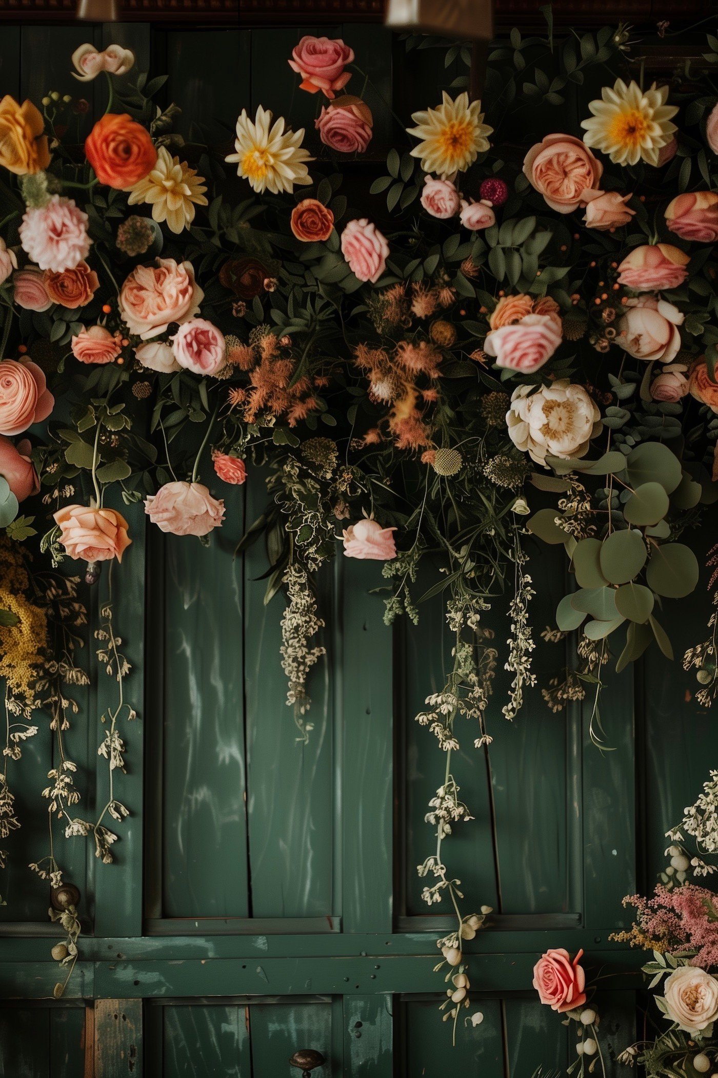 décor végétal bouquet fleur roses mural