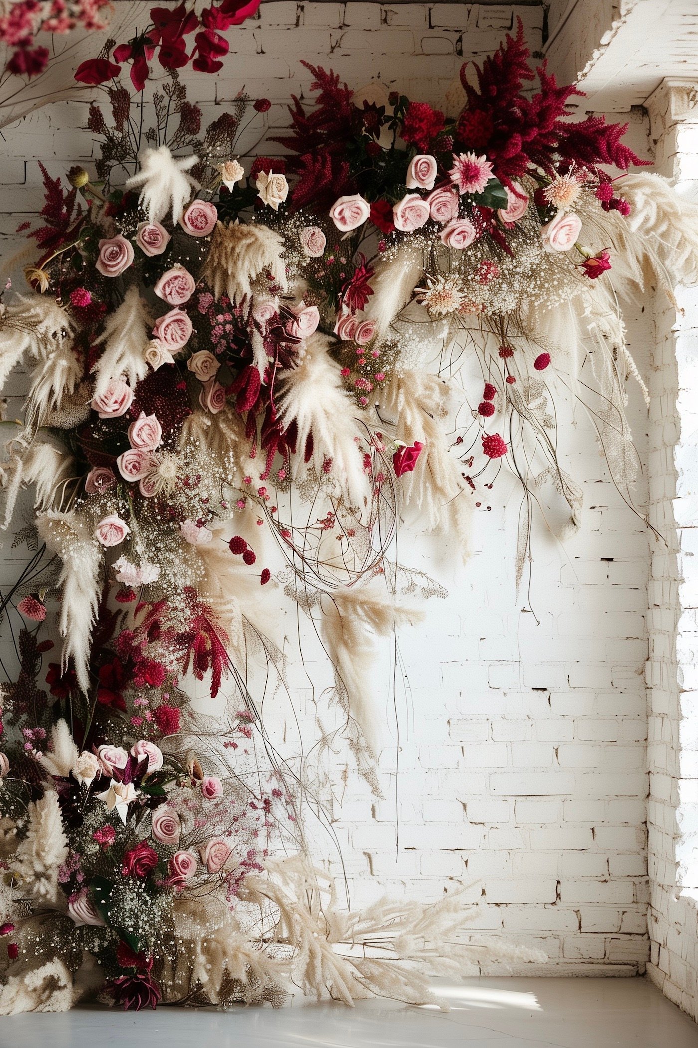 décoration murale mariage photocall fleuri