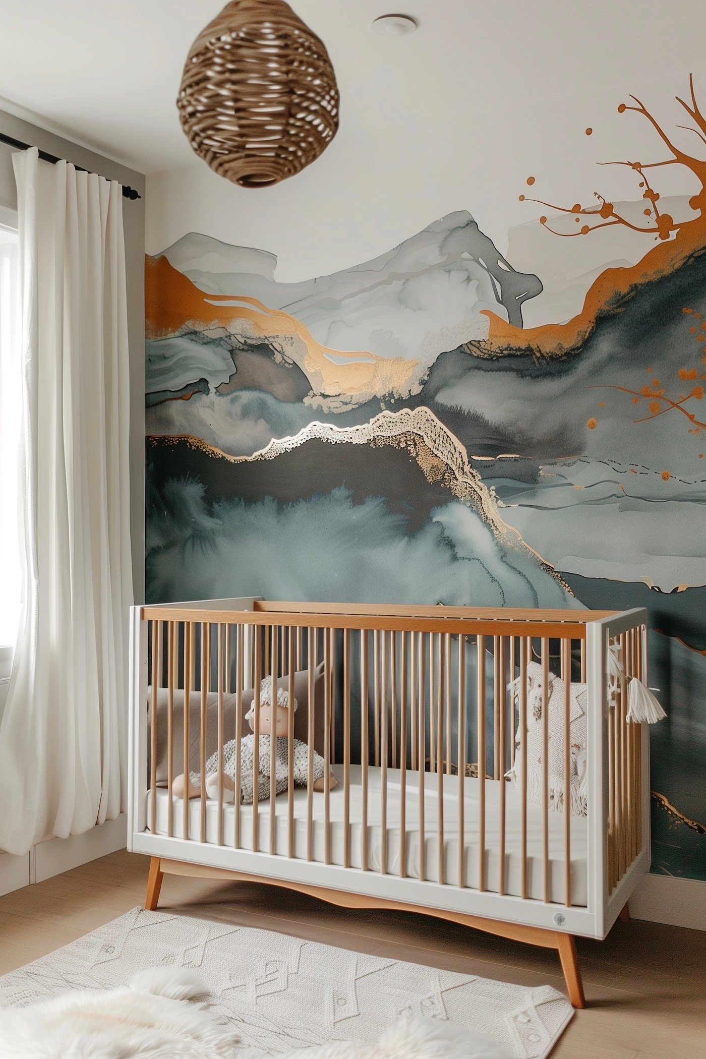 papier peint panoramique graphique abstrait montagne tye dye