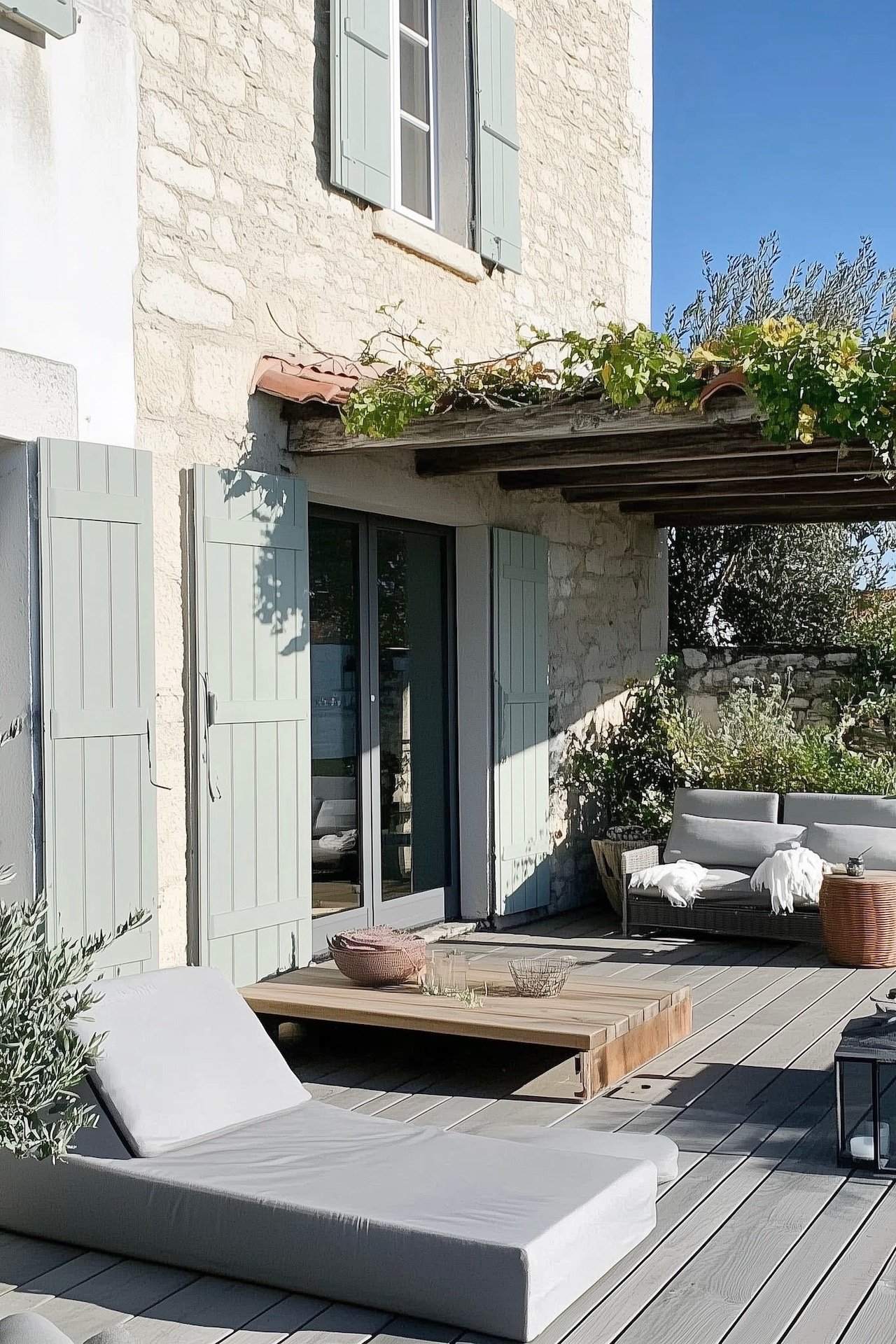 terrasse salon jardin parquet gris foncé