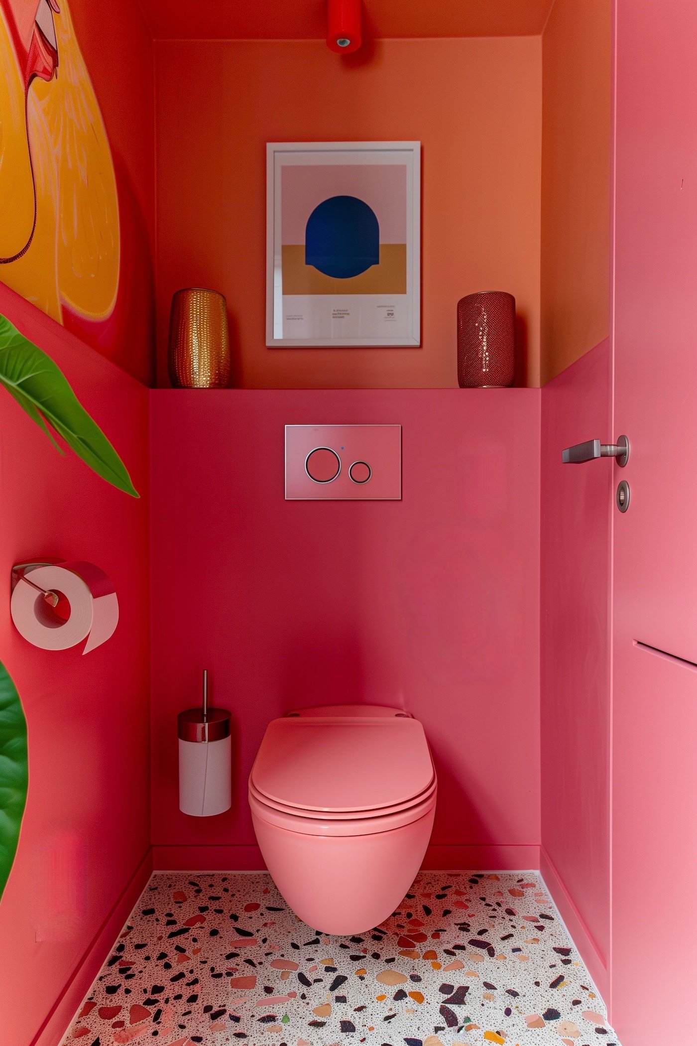 wc toilettes roses sol carrelage terrazzo