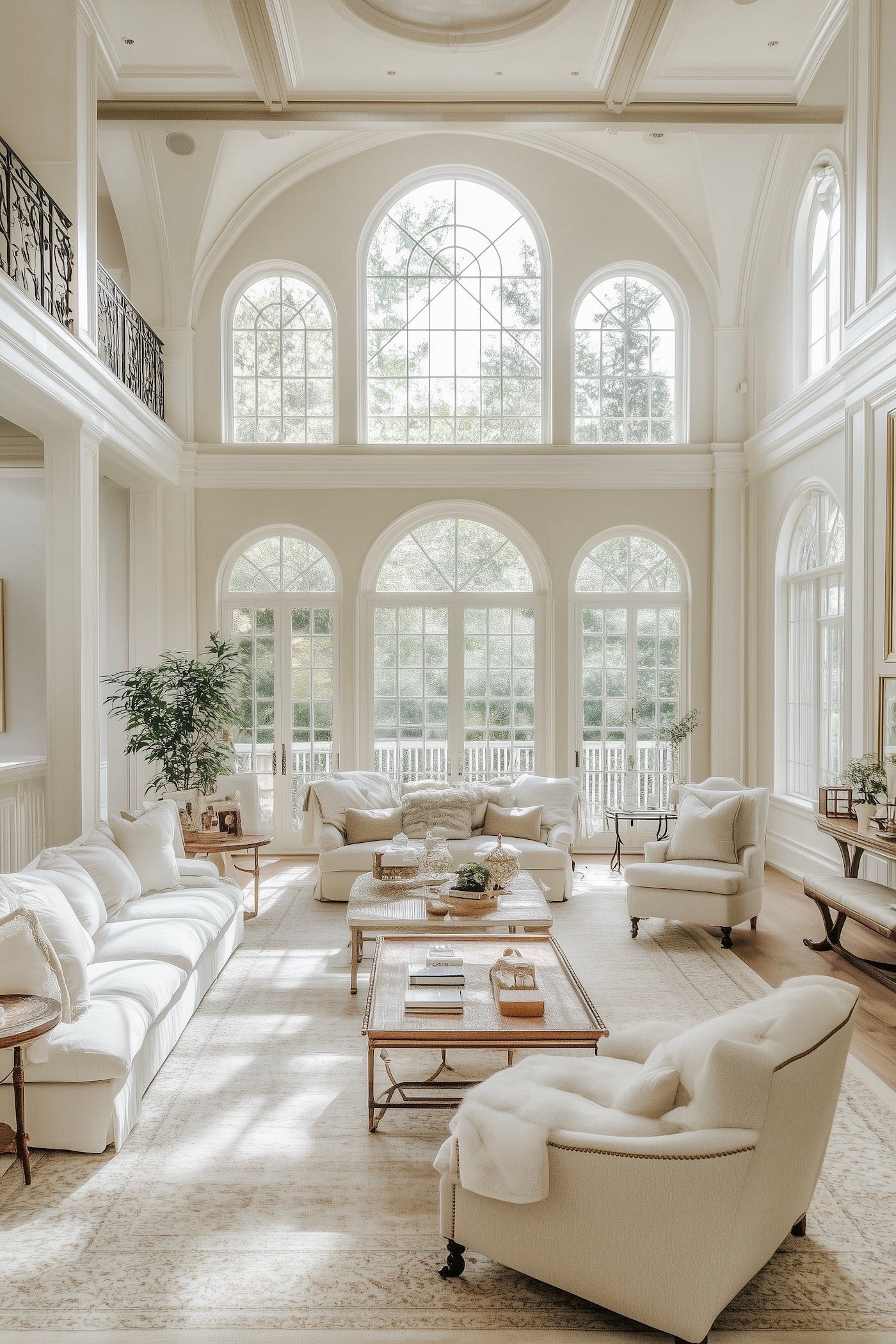 maison de campagne salon blanc plafond cathédrale