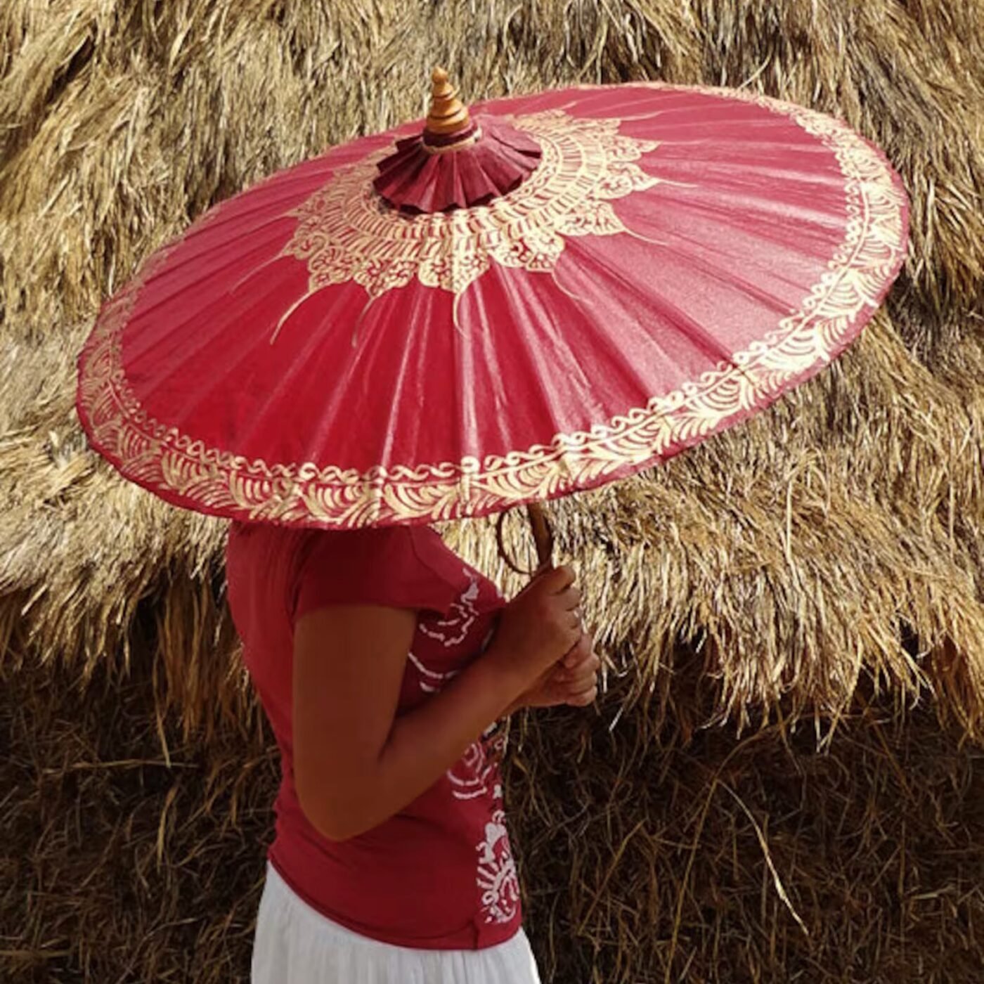 acheter wagasa rouge or doré fait main artisanat