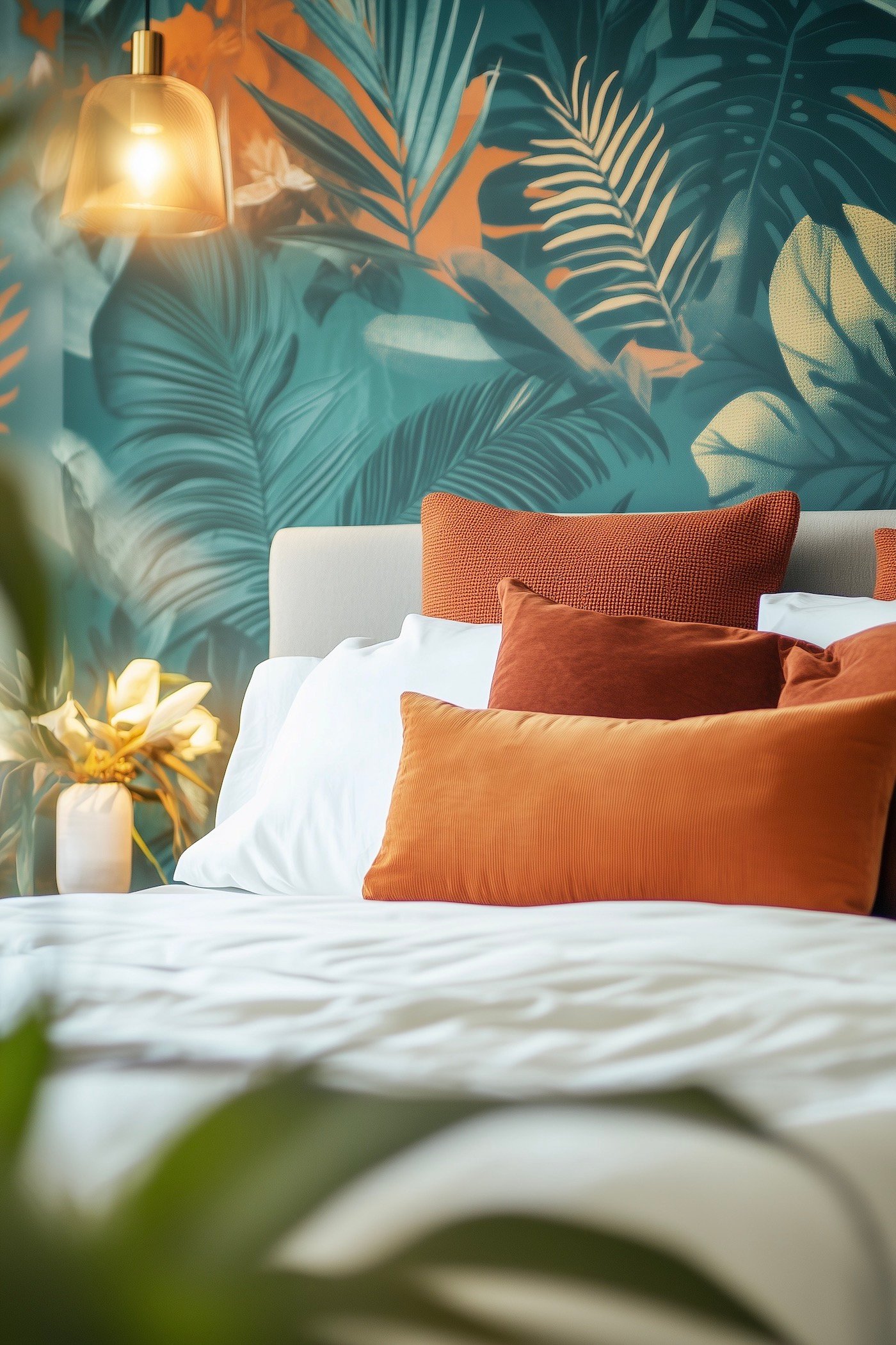 chambre colorée orange bleu turquoise tendance déco