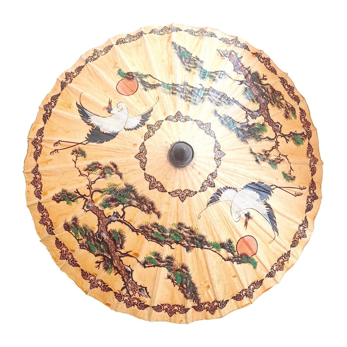 dessin japonais washi oiseau cigogne arbre pin