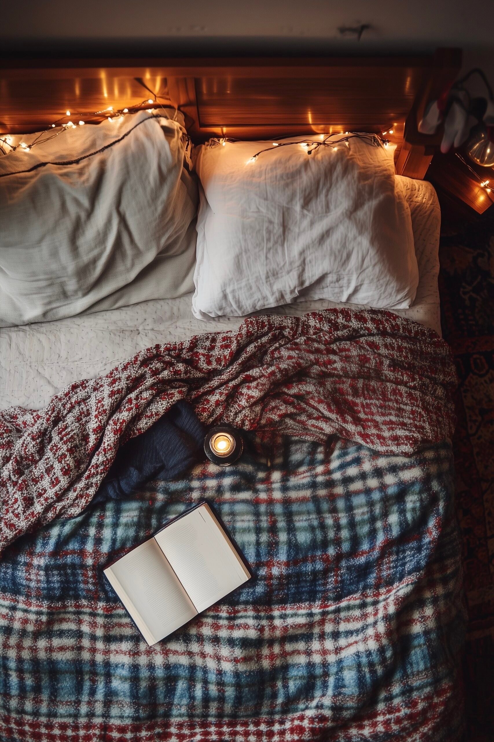 aménagement chambre lit ado guirlande cosy