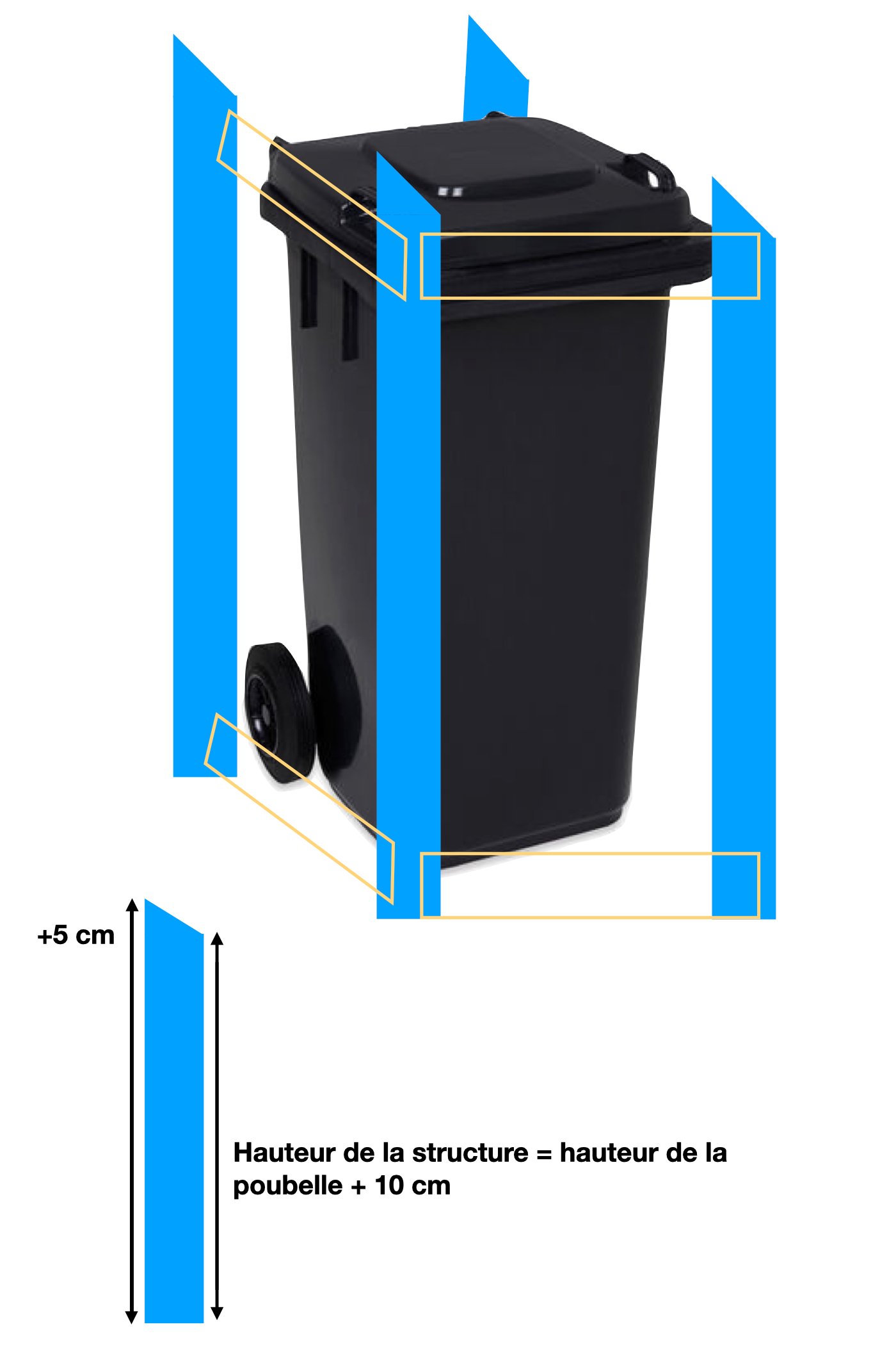 cache-poubelle extérieur diy schéma découpe bois tasseaux planche