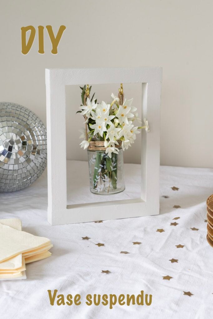 Diy vase suspendu cadre bois centre table