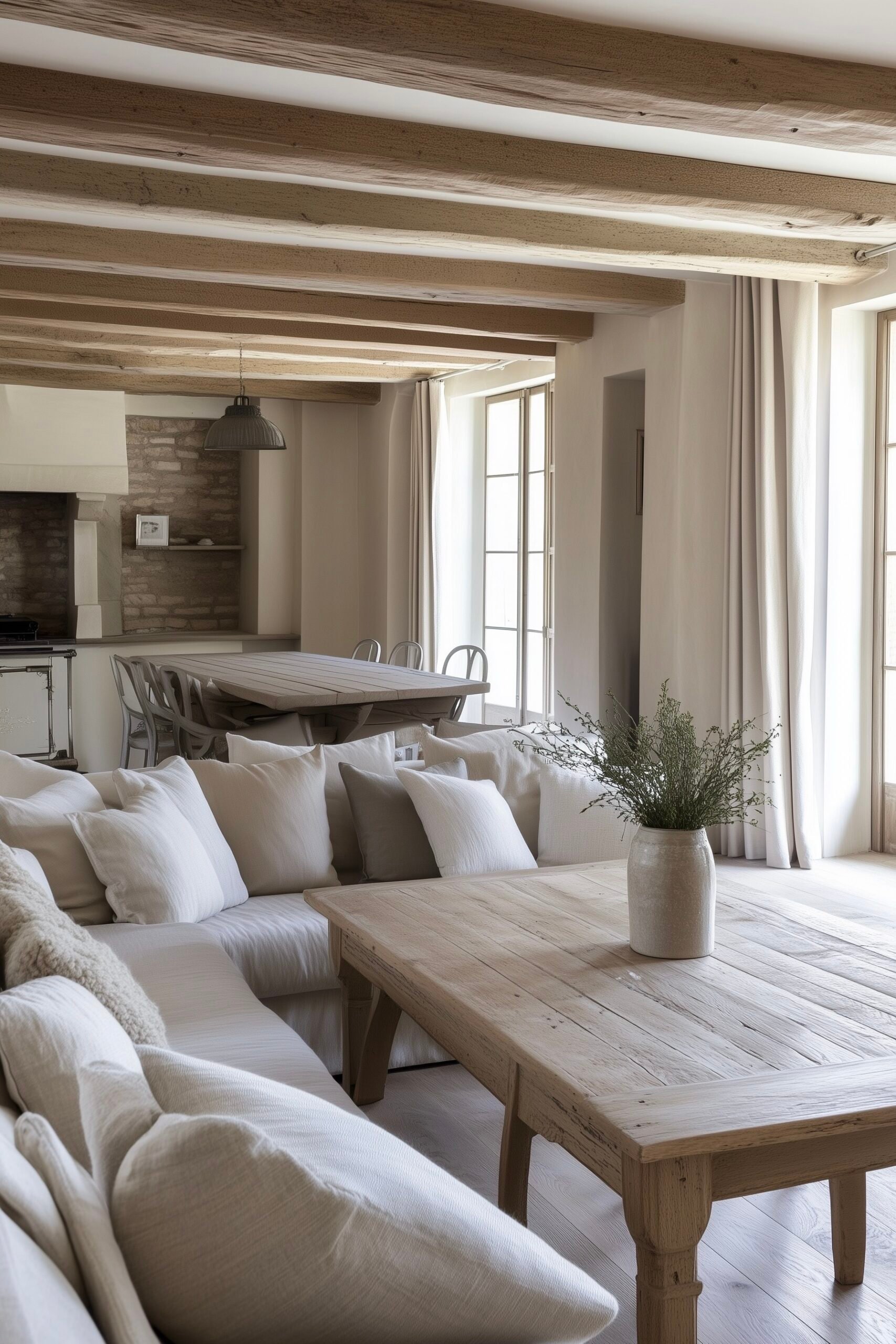 caractéristiques matière style campagne bois brut lin pierre