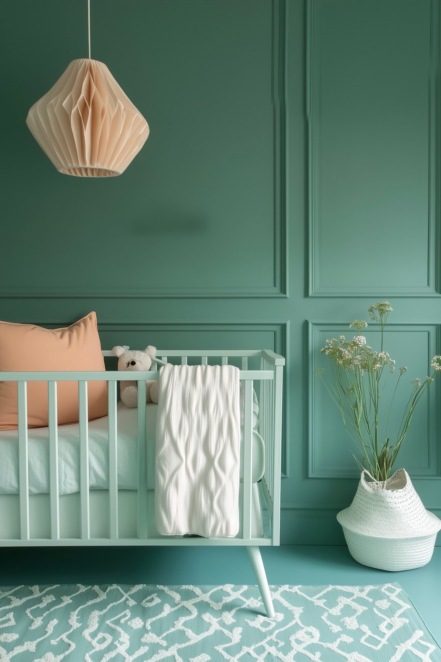 chambre bébé nuances de vert eau sauge menthe