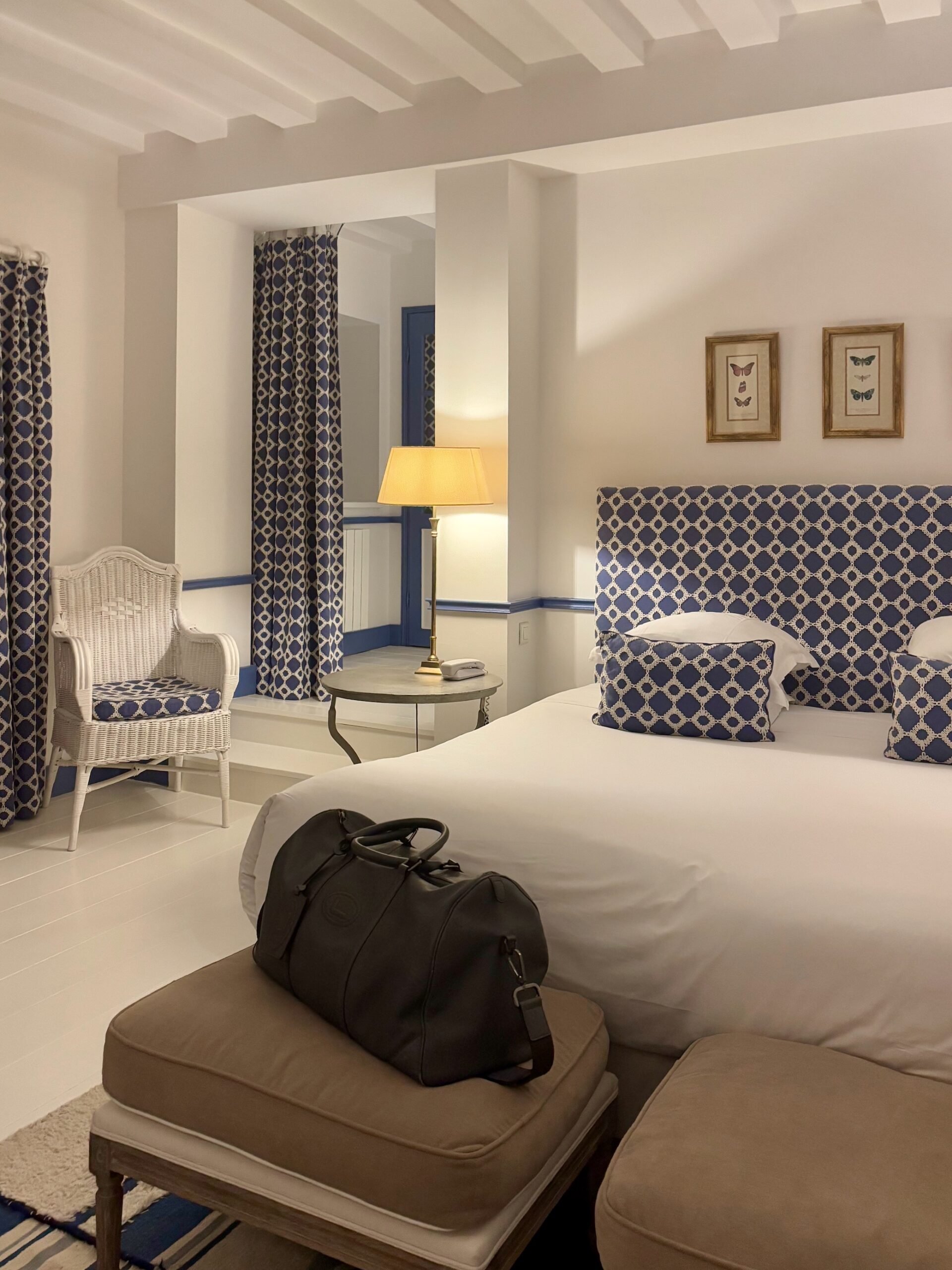 chambre bleue blanche thème campagne chic