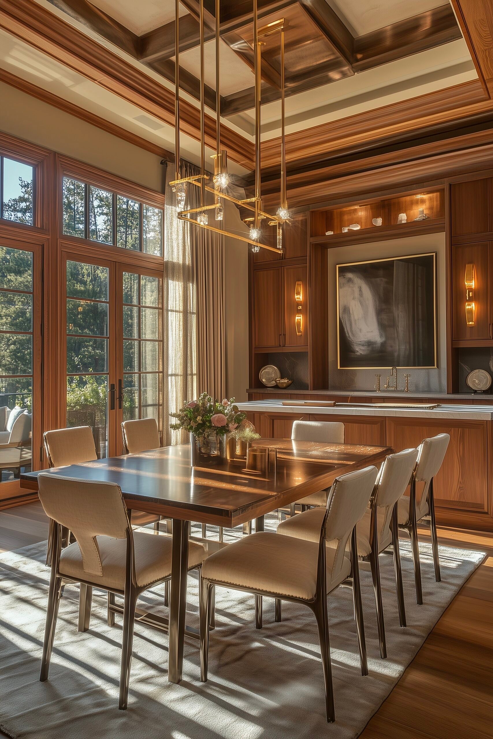 château intérieur style américain acajou laiton