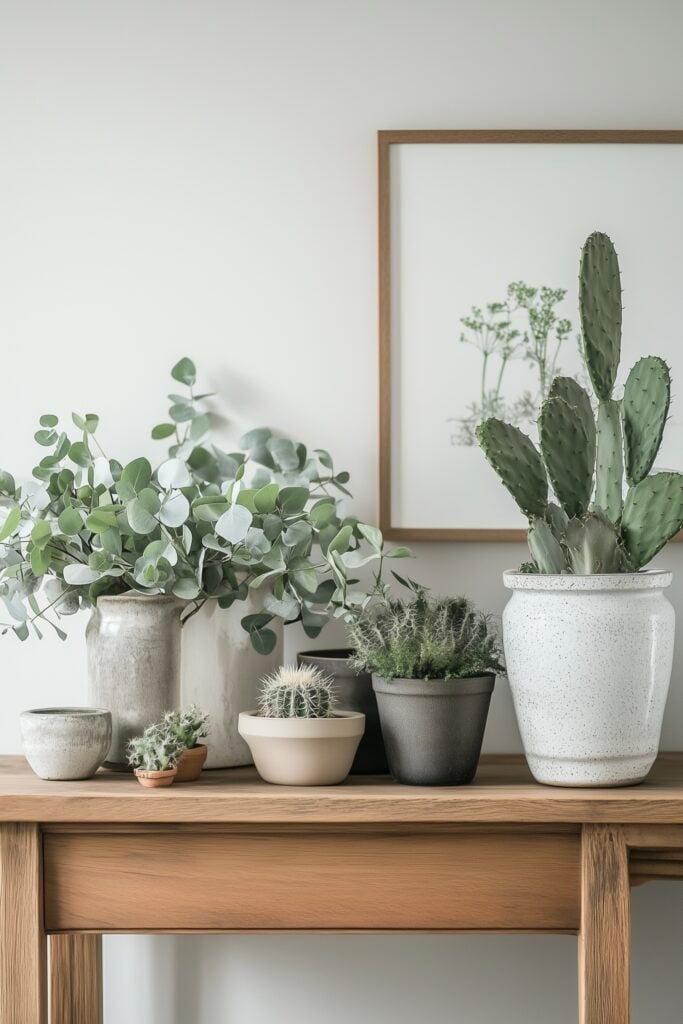 comment apporter vie cosy entrée assortiment plantes vertes cactus