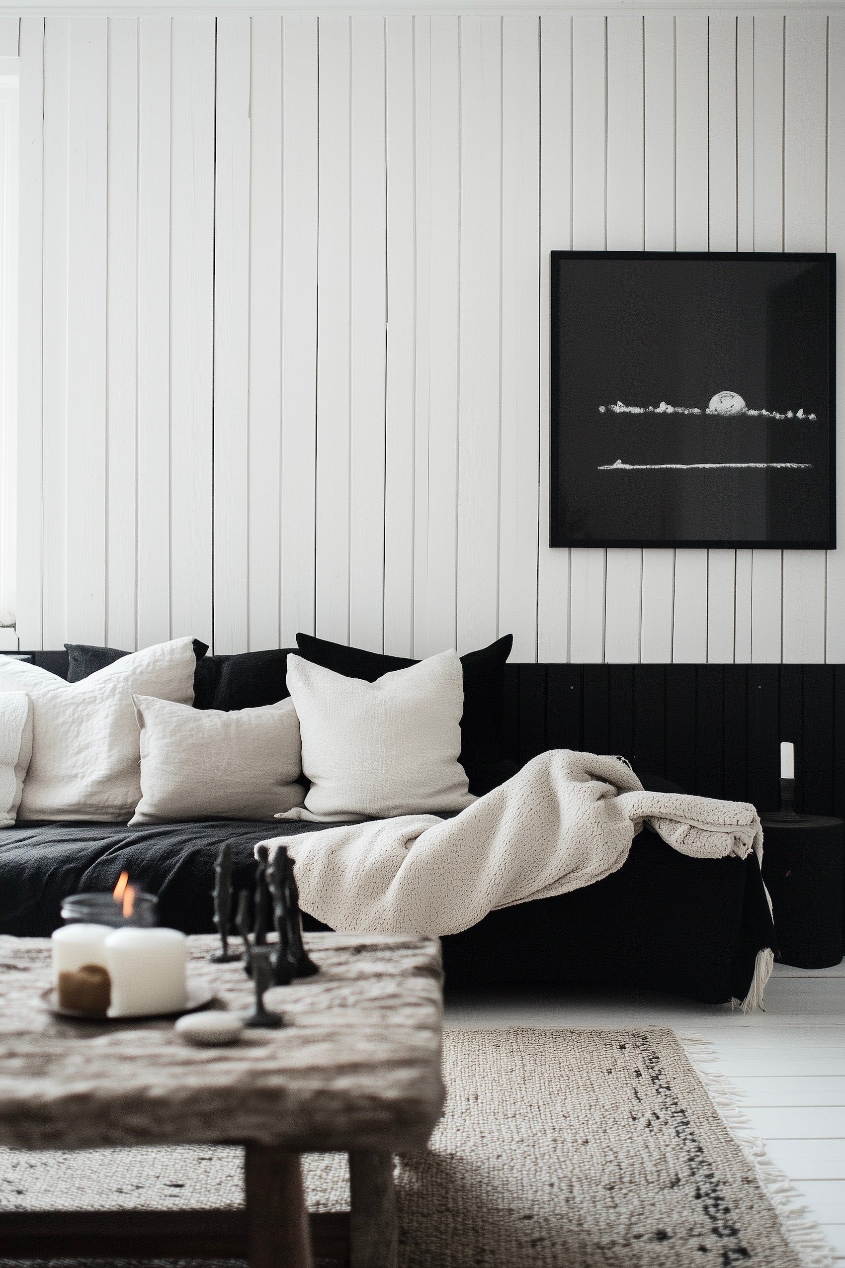 déco salon noir blanc campagne chic slow life