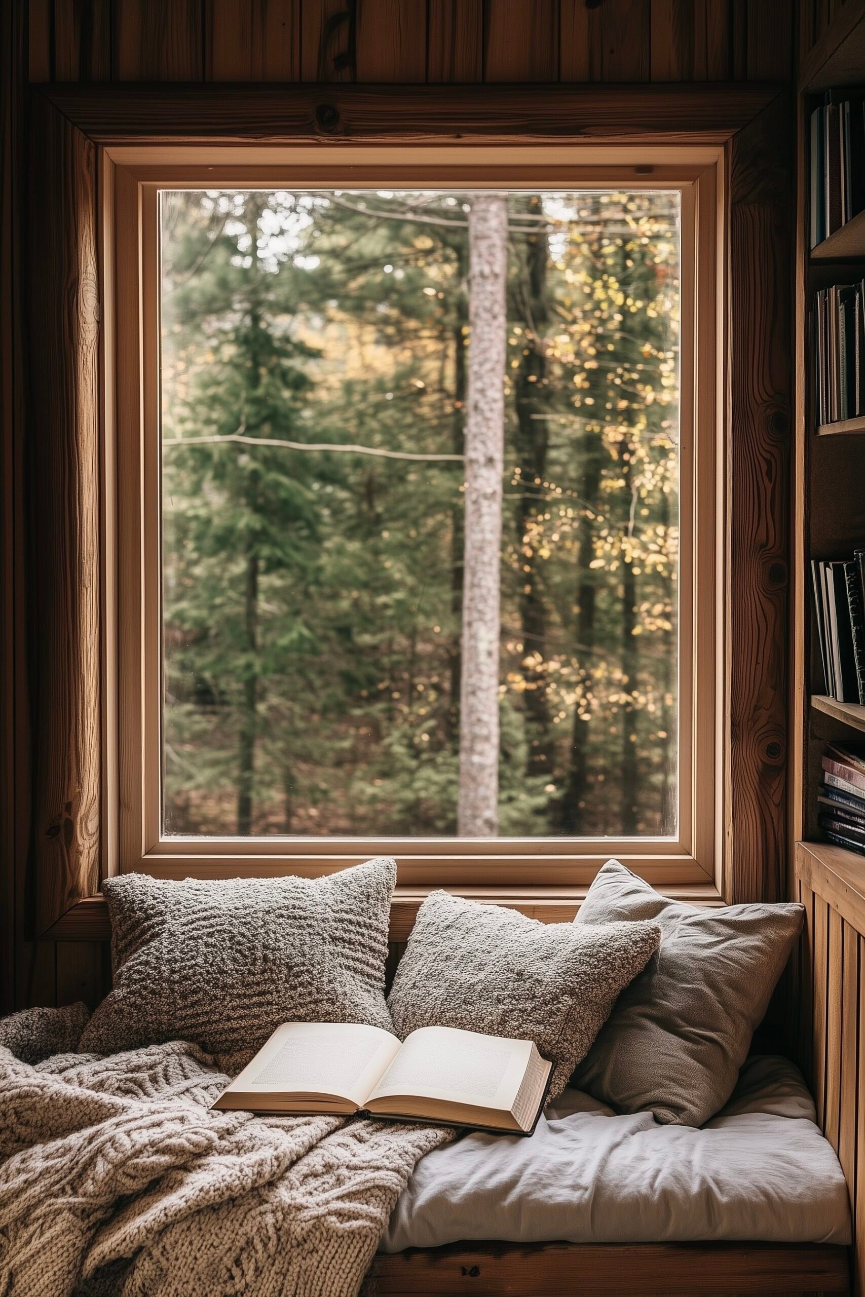 décoration sous fenêtre banc cosy chalet