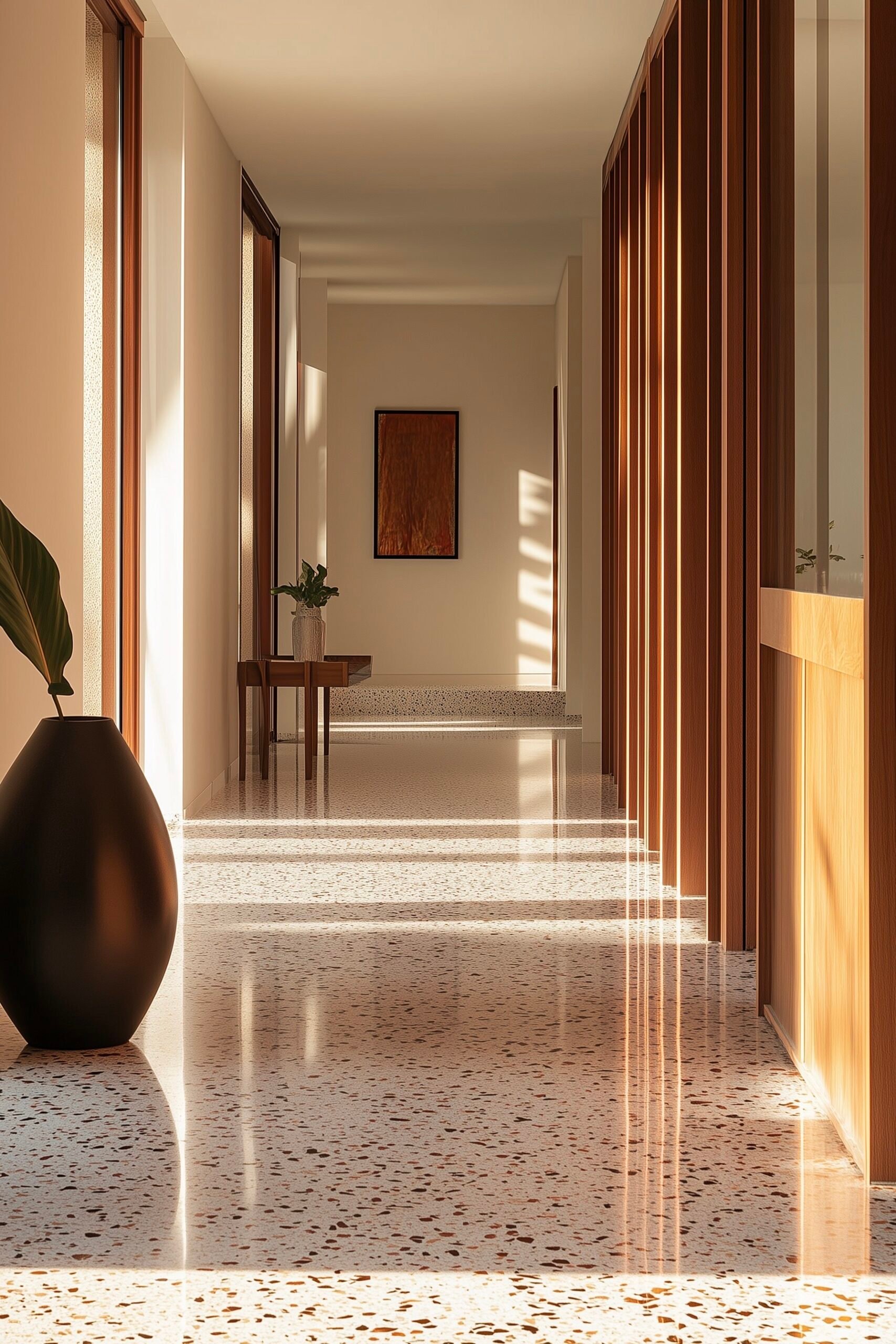 entrée couloir revêtement terrazzo carrelage confettis