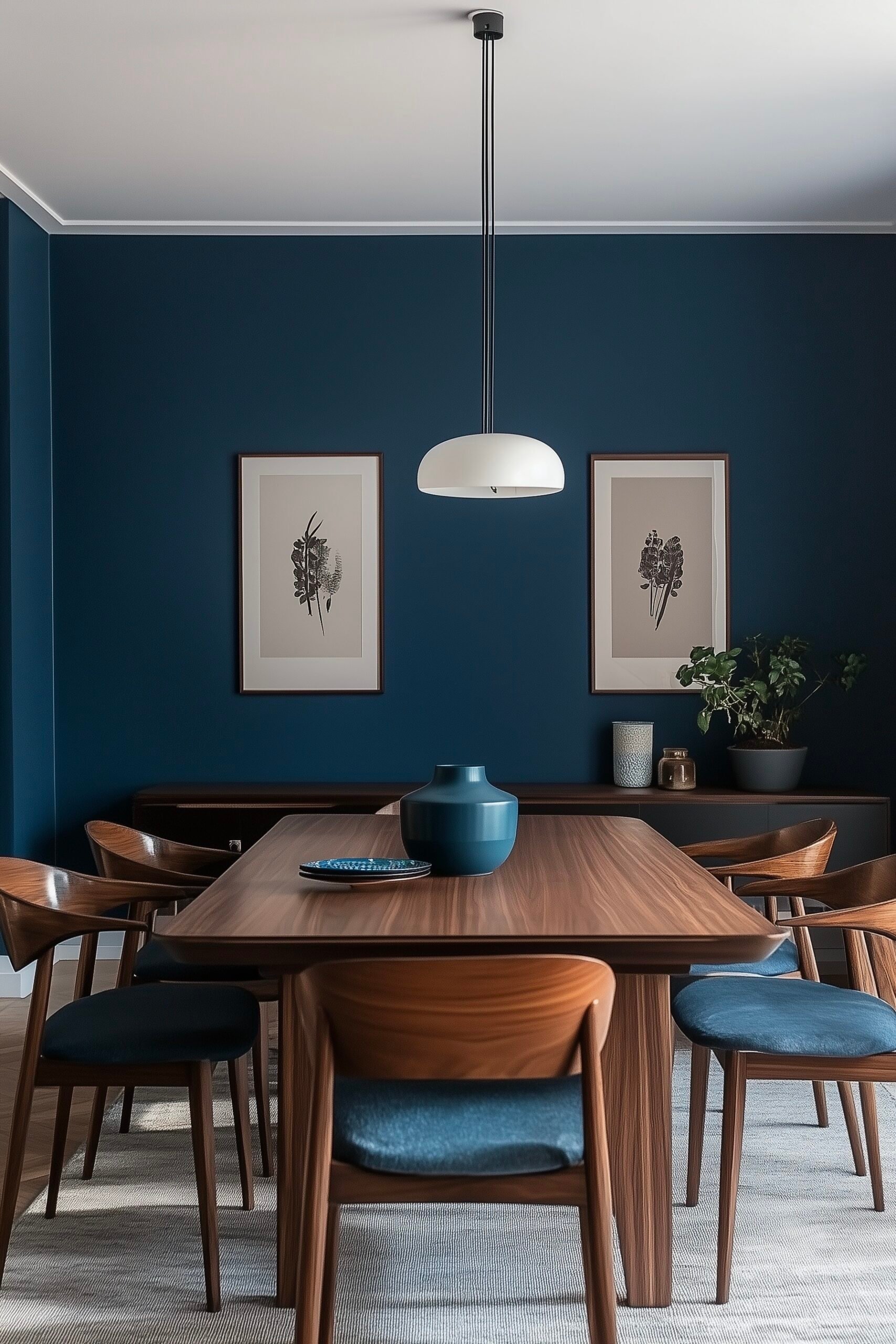 intérieur décoratrice moderne inspiration années 50 bleu bois