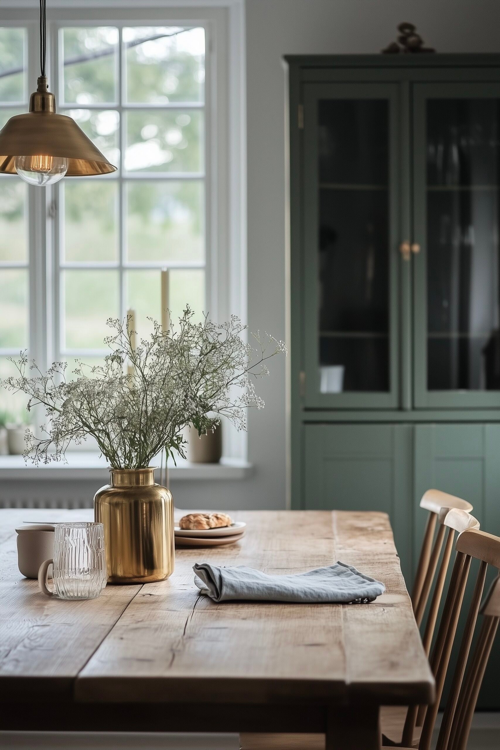 maison style campagne salle à manger vaisselier vert