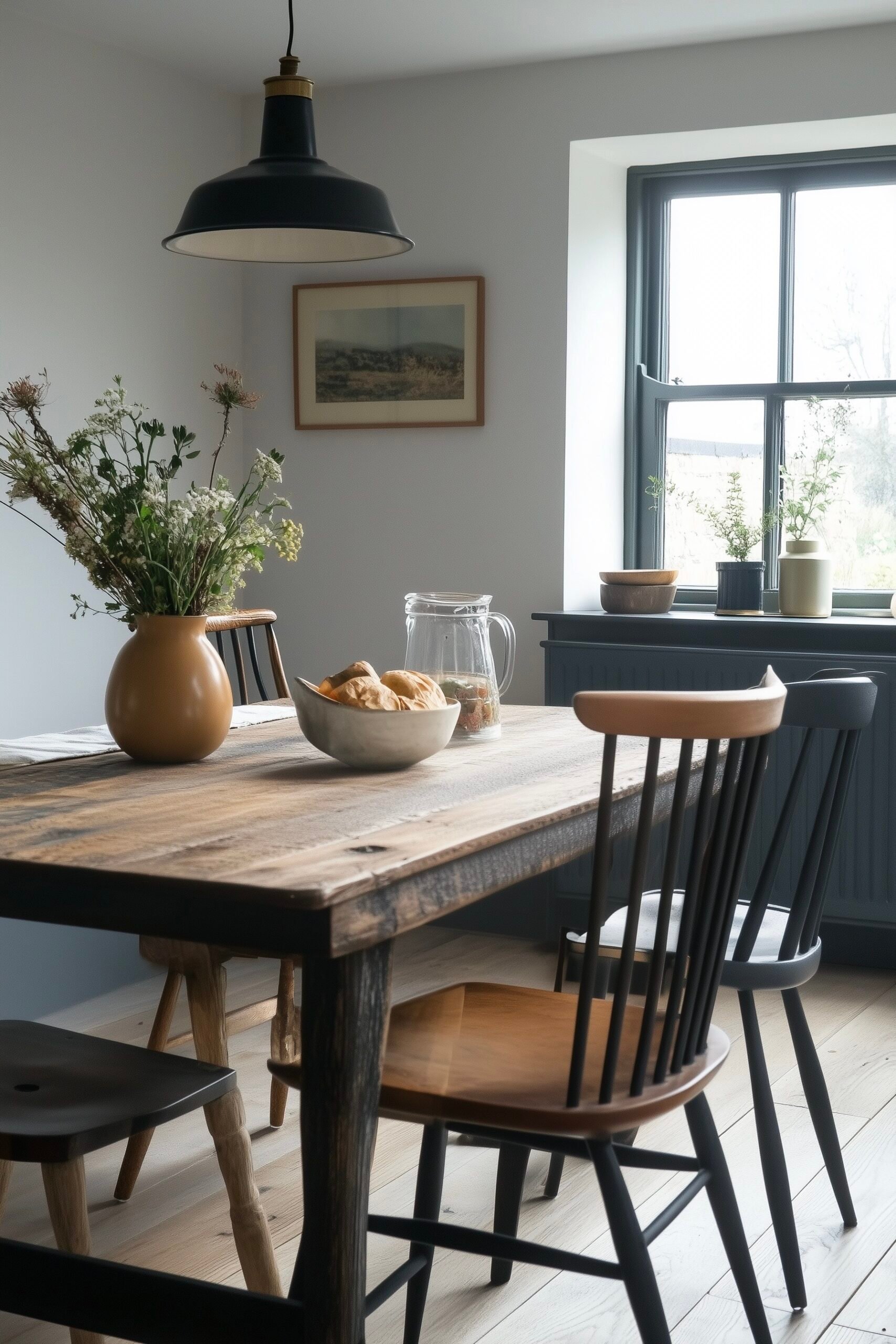 salle à manger style campagne table rustique bois