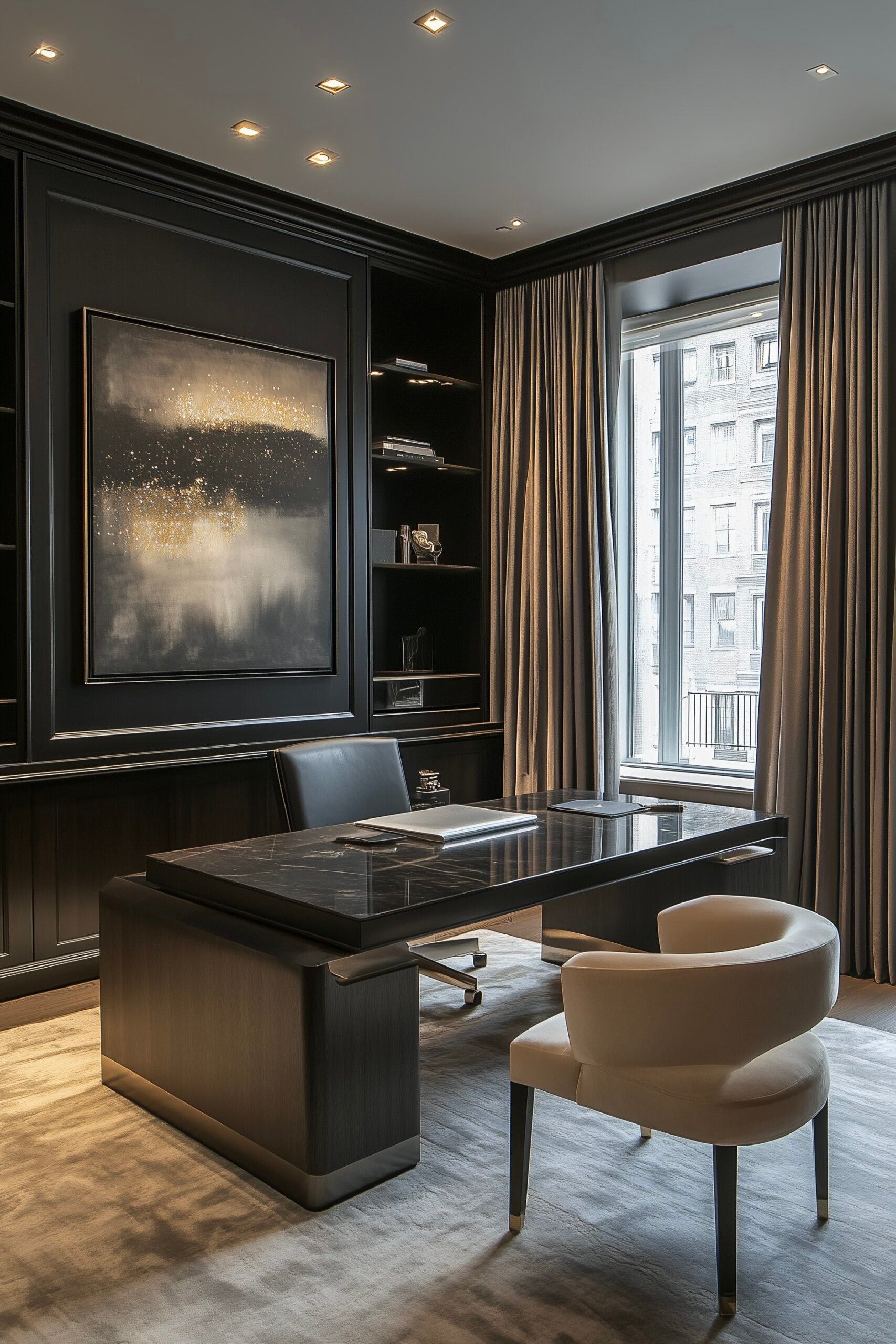 bureau avocat salle consultation déco noire