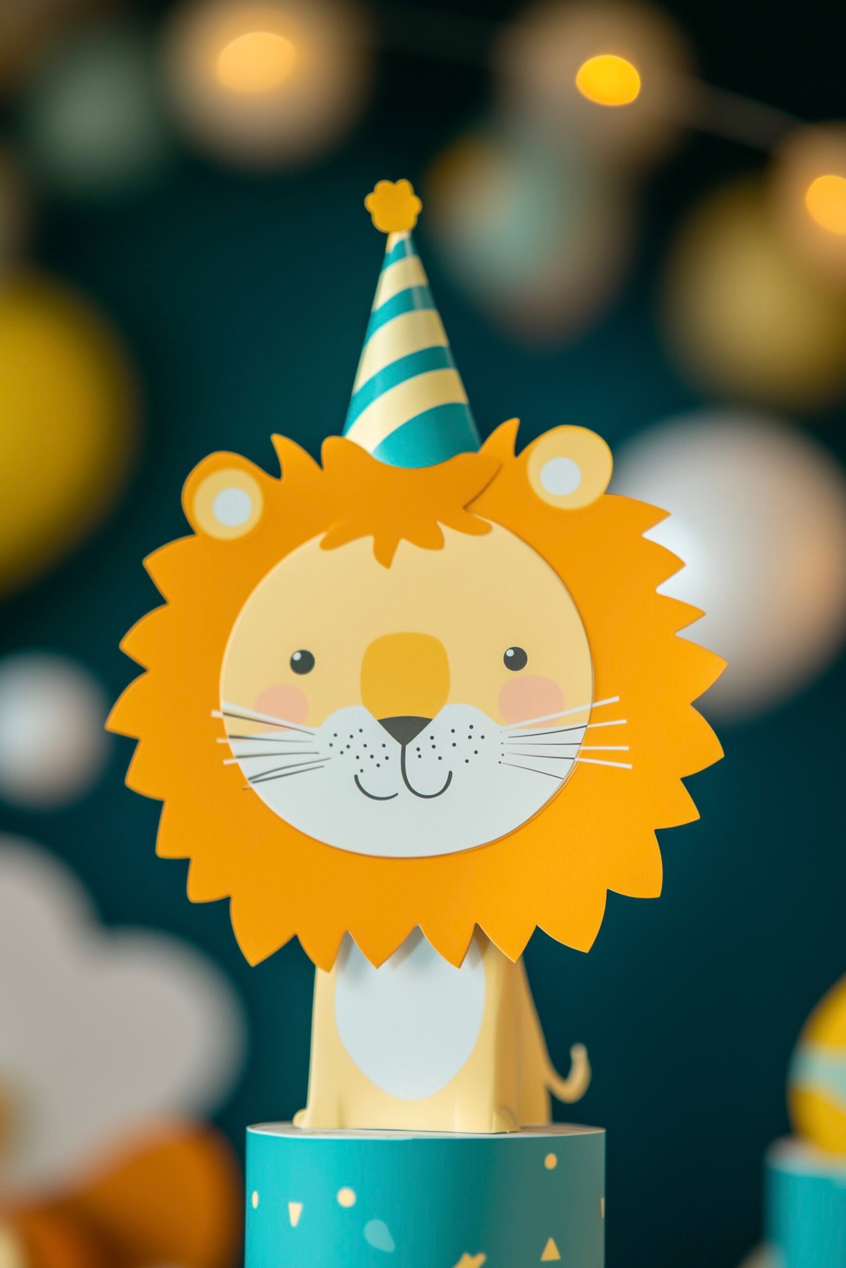 carte invitation fête anniversaire forme lion