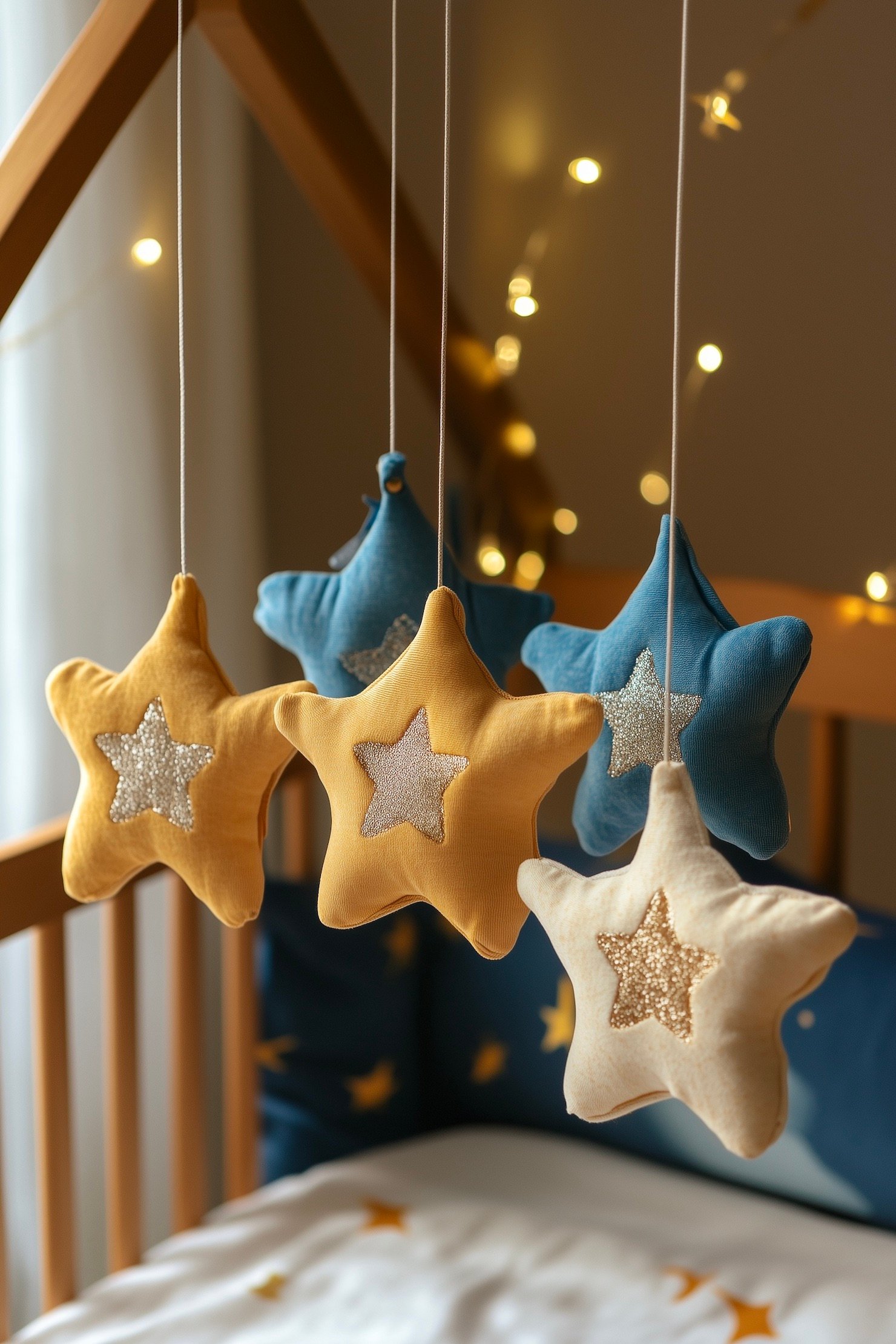 chambre bébé thème étoile mobile velours