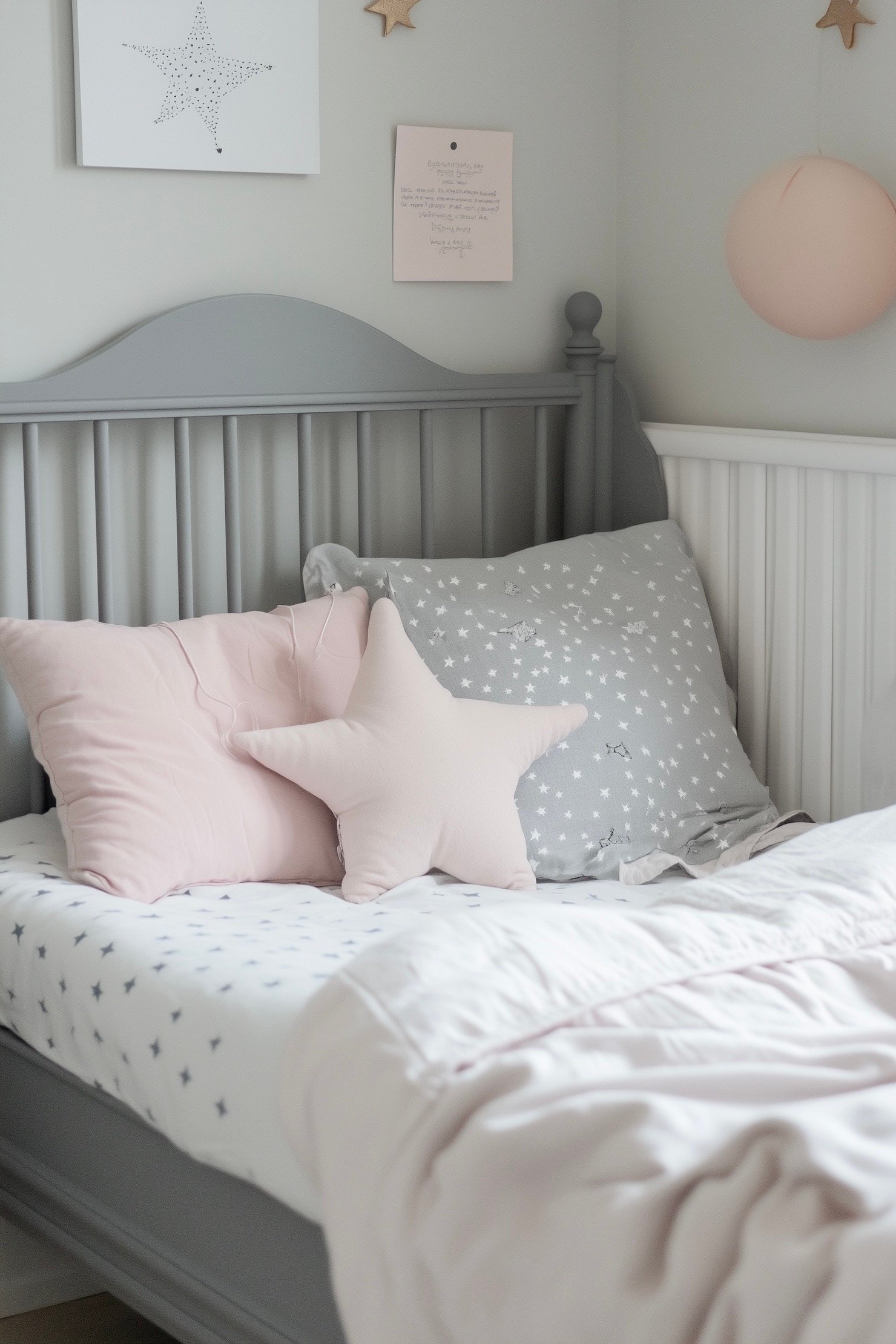 chambre enfant fille rose grise chic