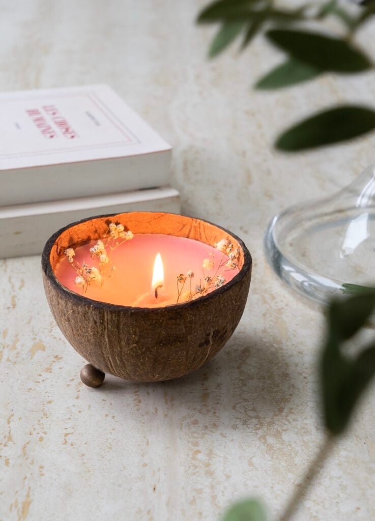 comment créer bougie dans noix de coco facile