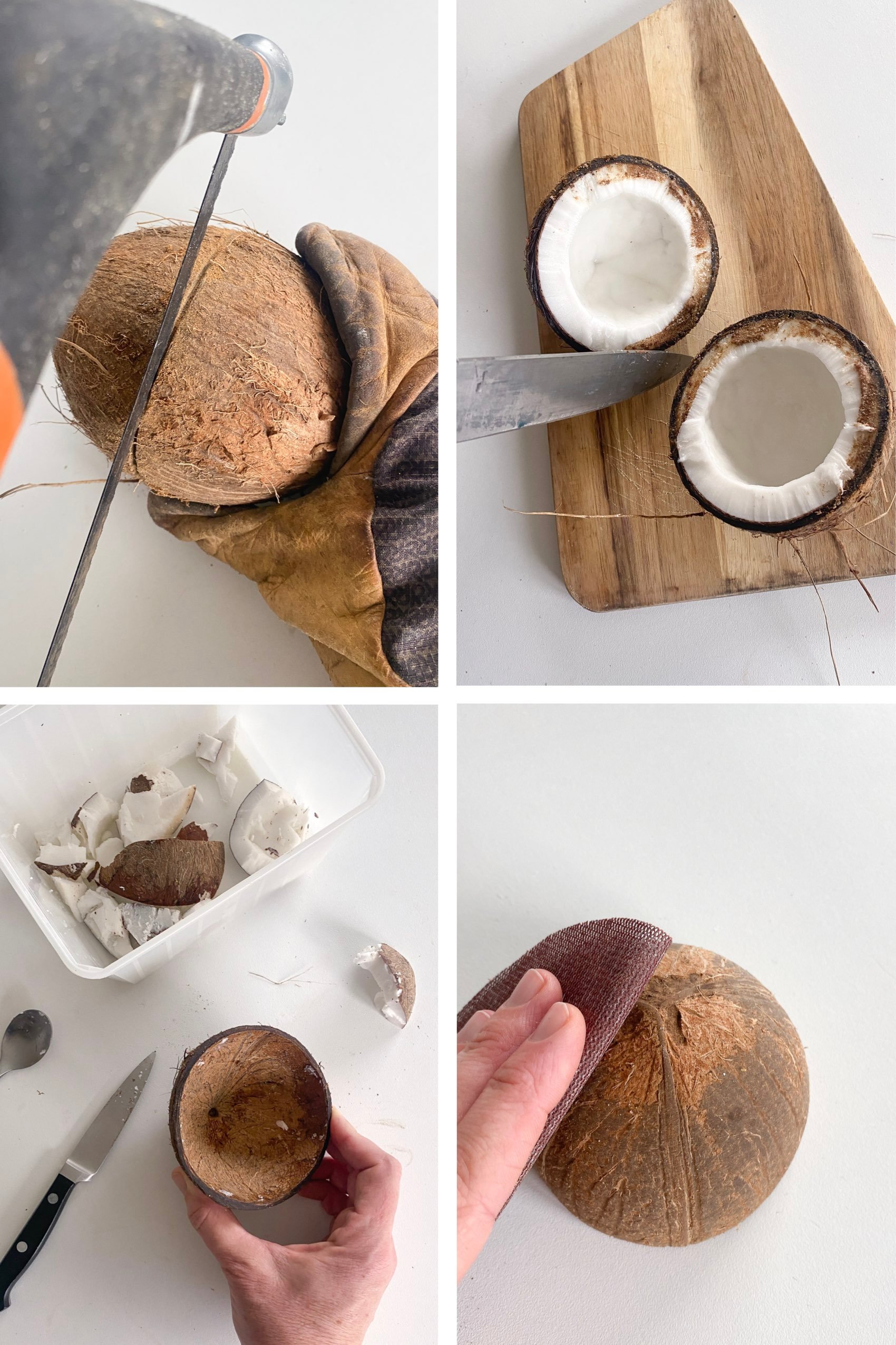 commet ouvrir noix coco en deux scie