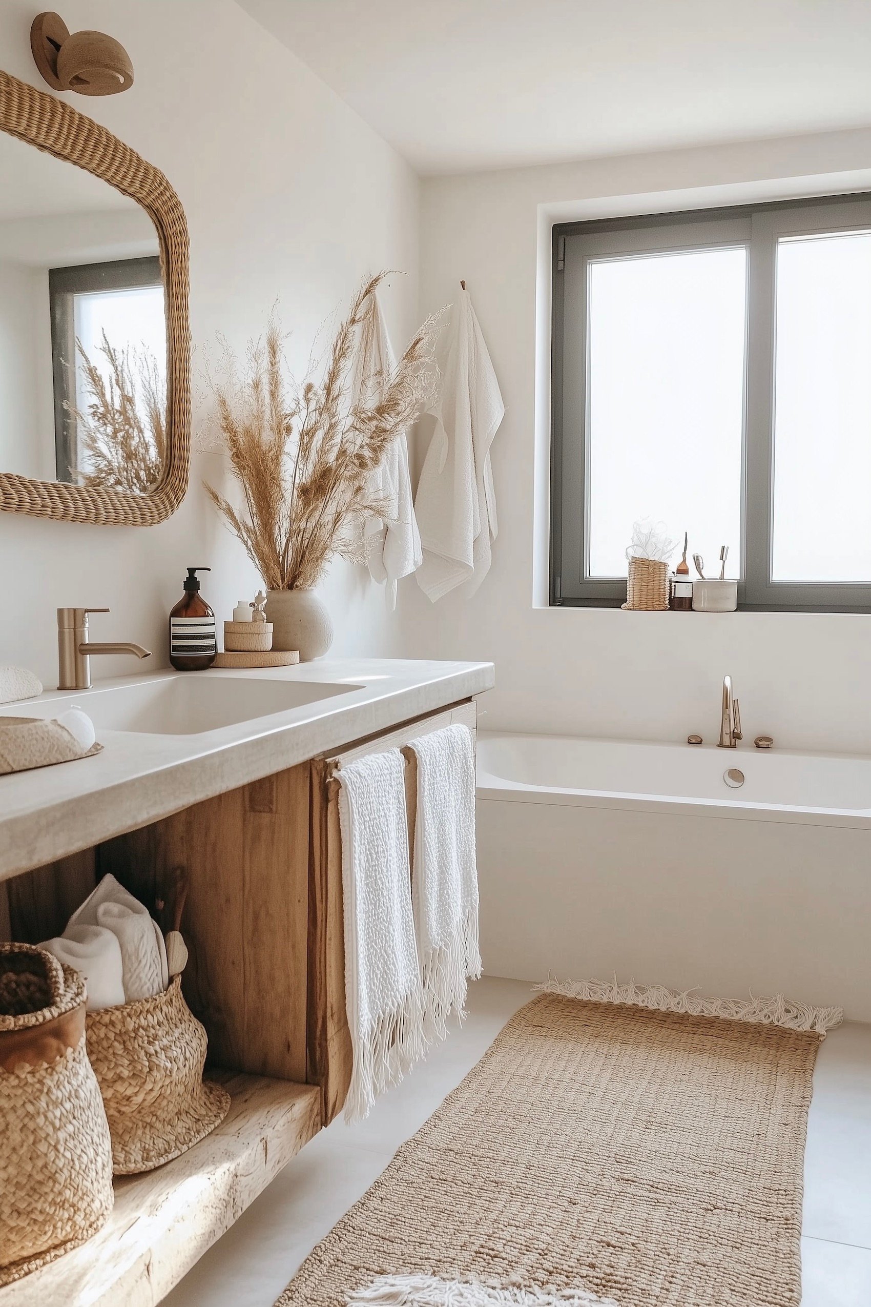 décoration bohème salle de bains zen