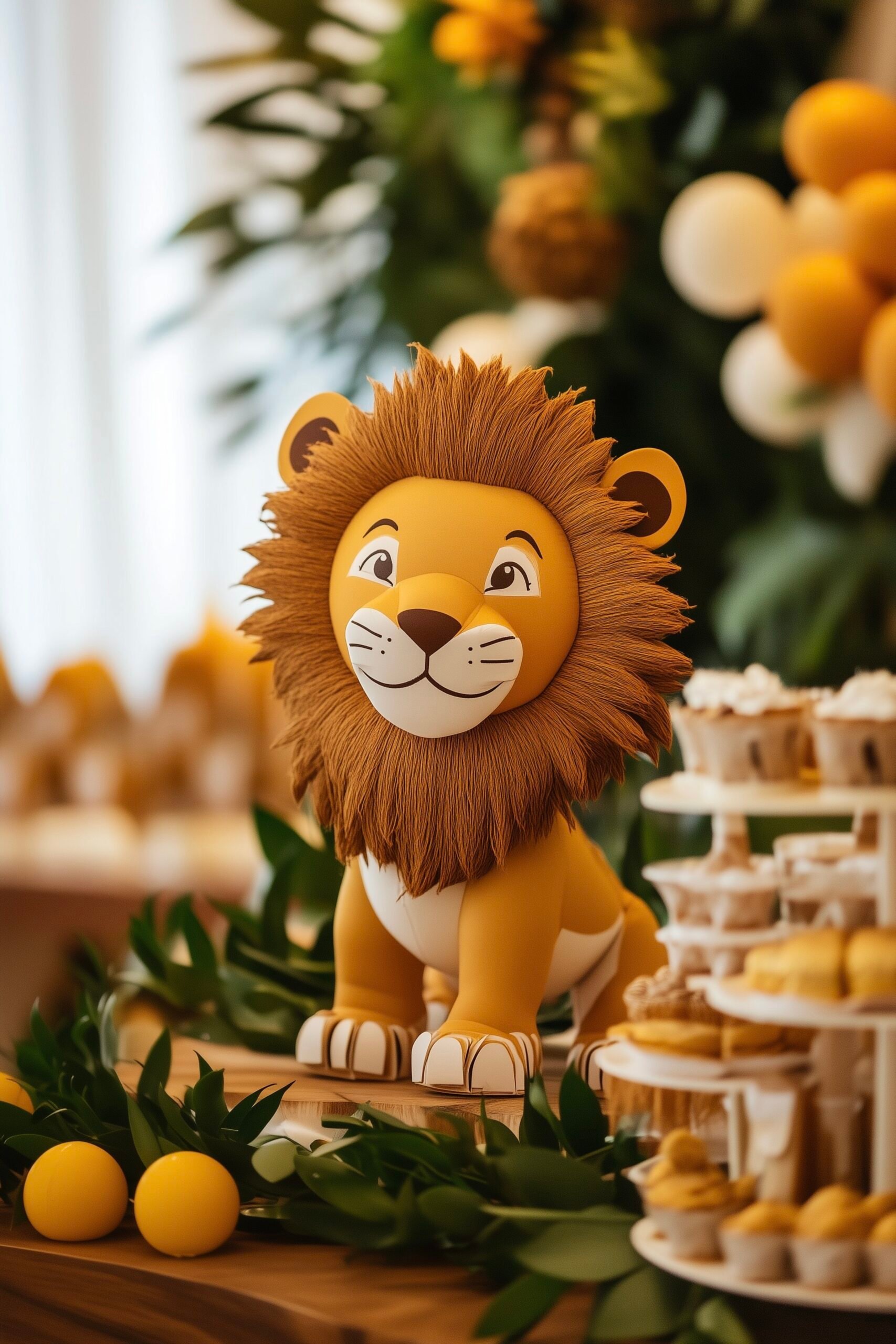 décoration cupcakes jaune anniversaire gouter savane