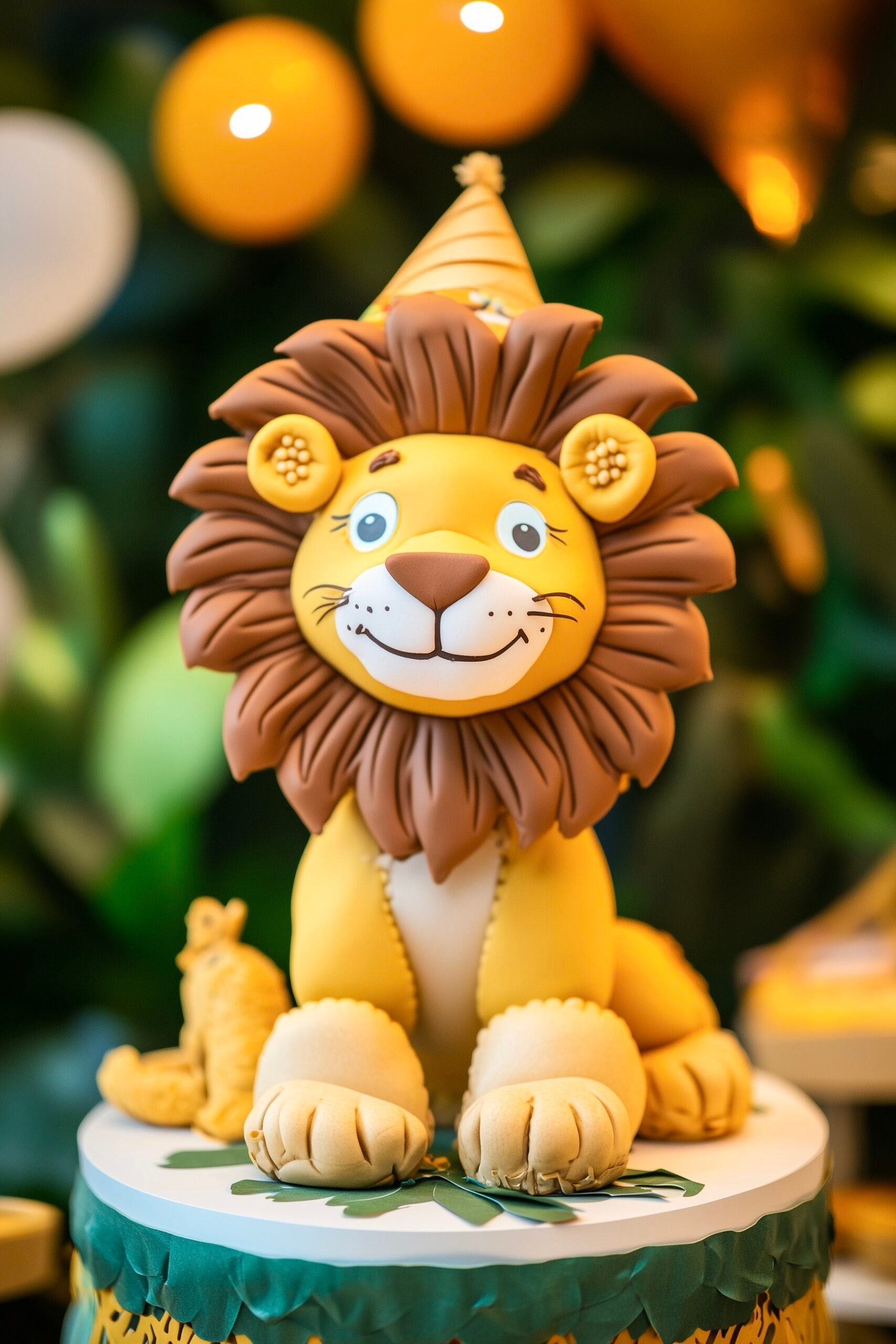 fête anniversaire thème lion gateau-pate-sucre