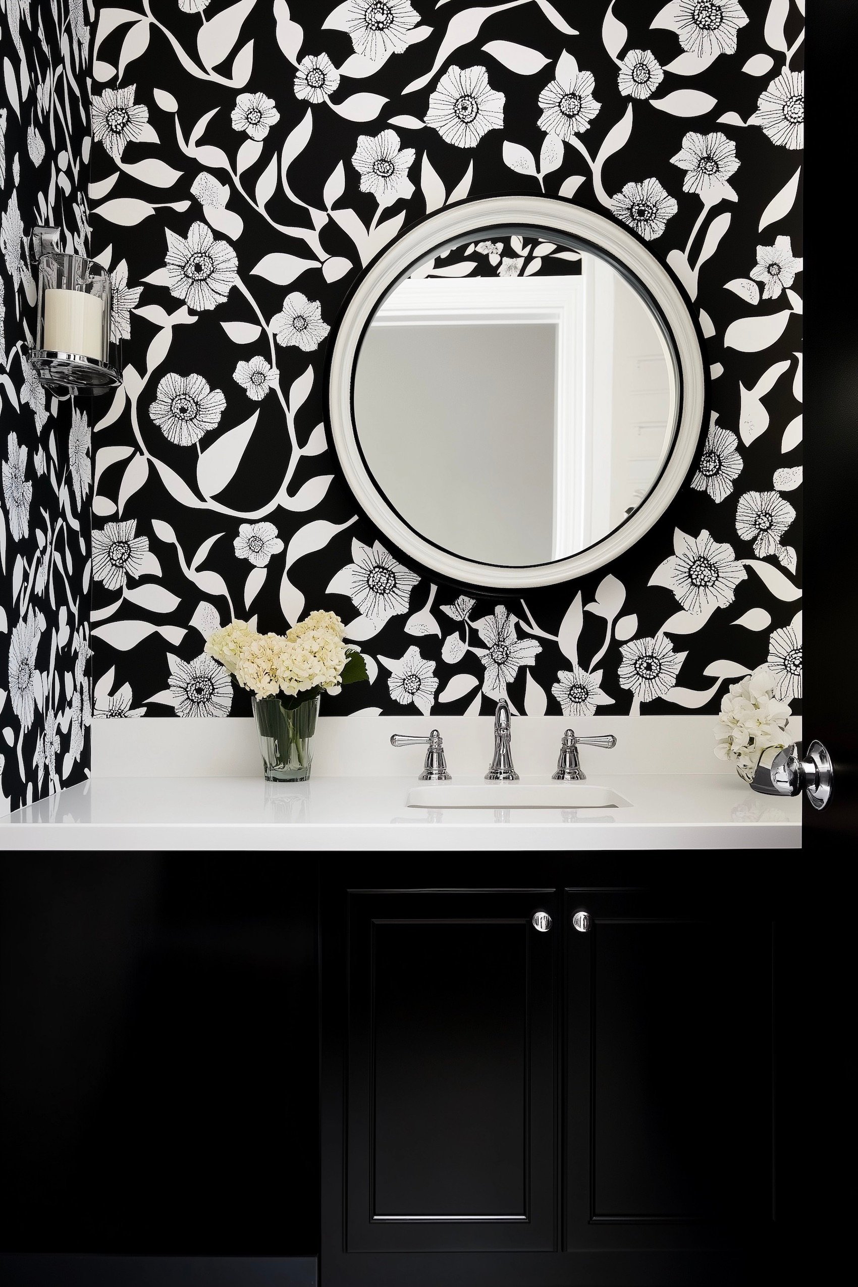 salle de bains vasque ronde meuble ancien noir