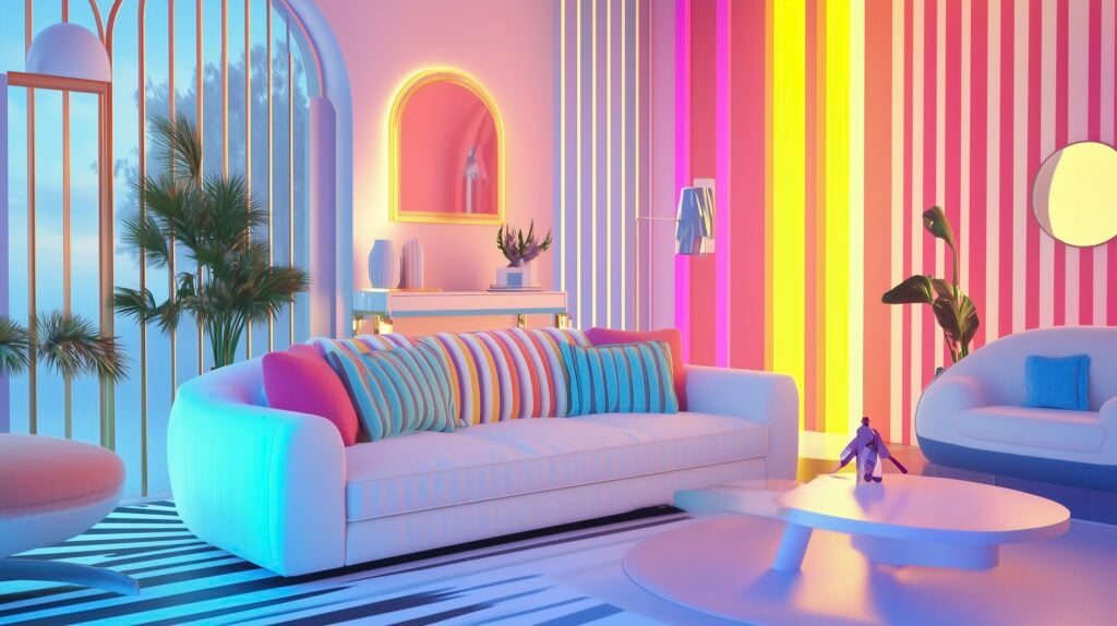 salon style pop déco fluo neo moderne