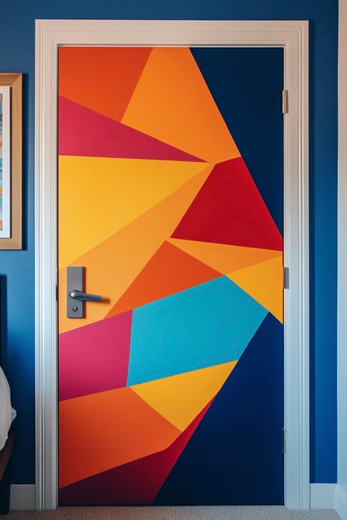 Motif peinture mur fait main porte