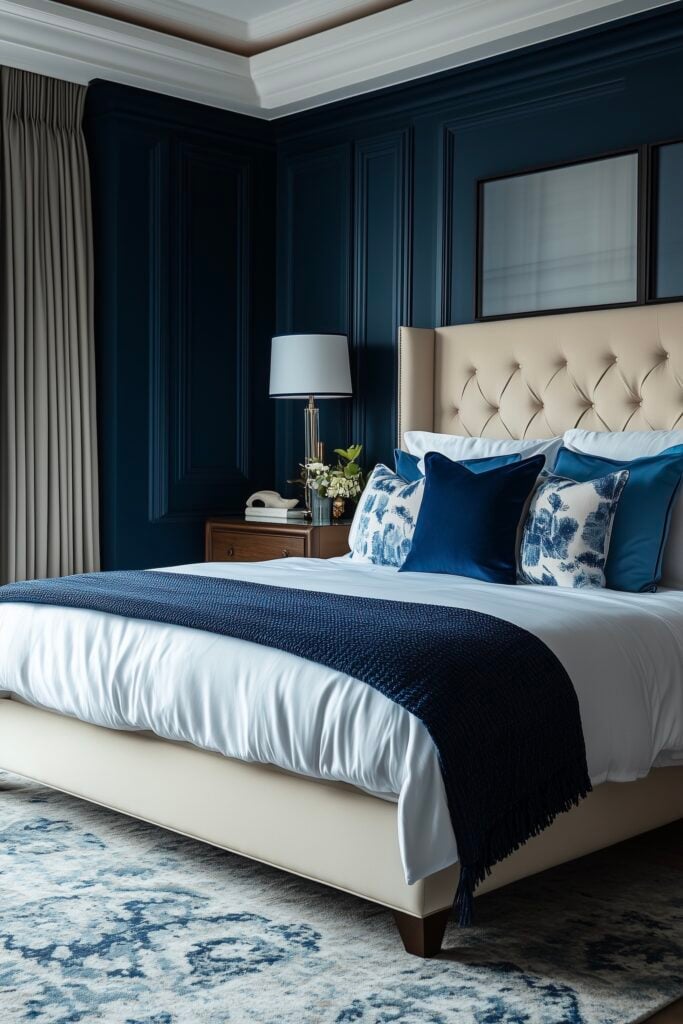 aménager chambre hôtel luxe palace bleue