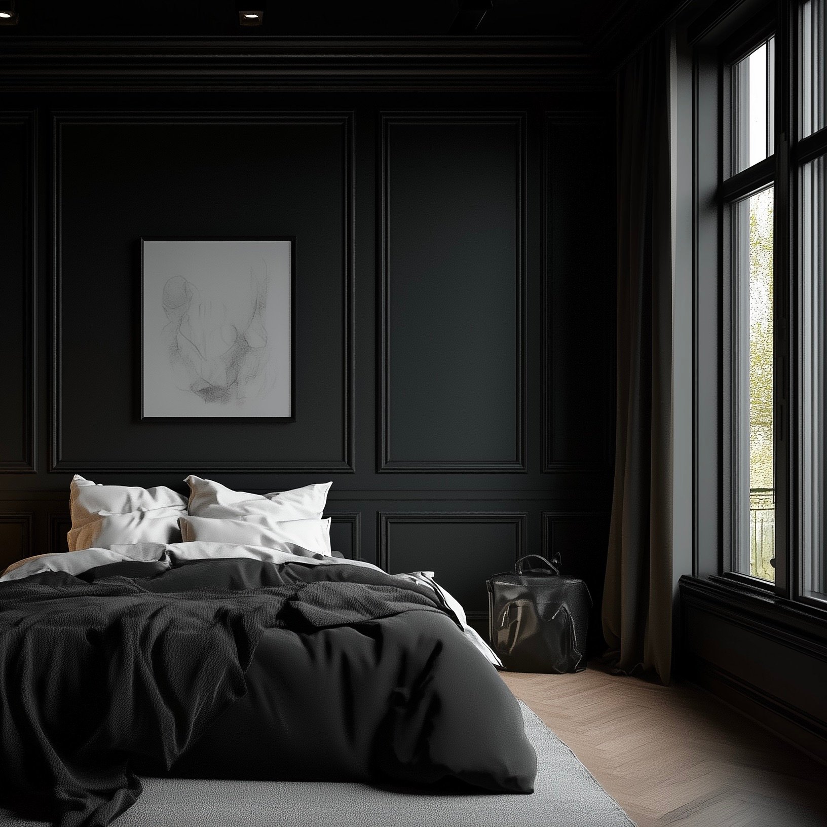 chambre plafond noir décoration masculine