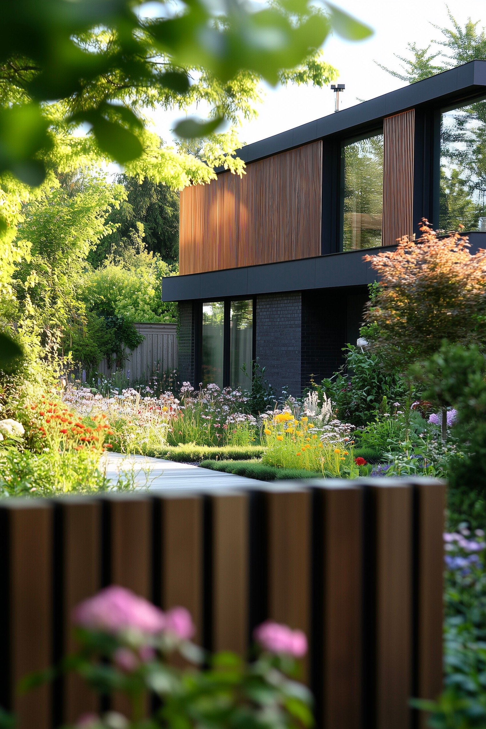 clôturer jardin piquet bois design composite moderne