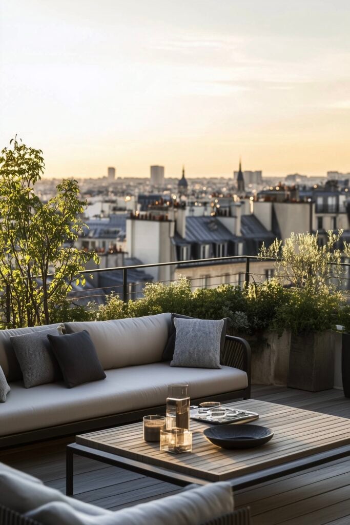 idée décoration toit terrasse rooftop Paris mobilier design