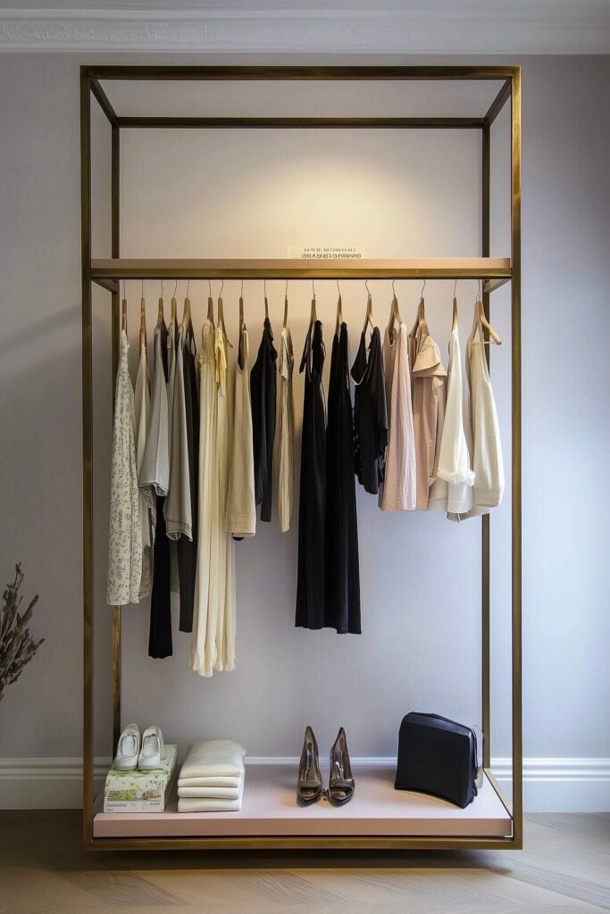 idée présentation portant doré métal boutique luxe