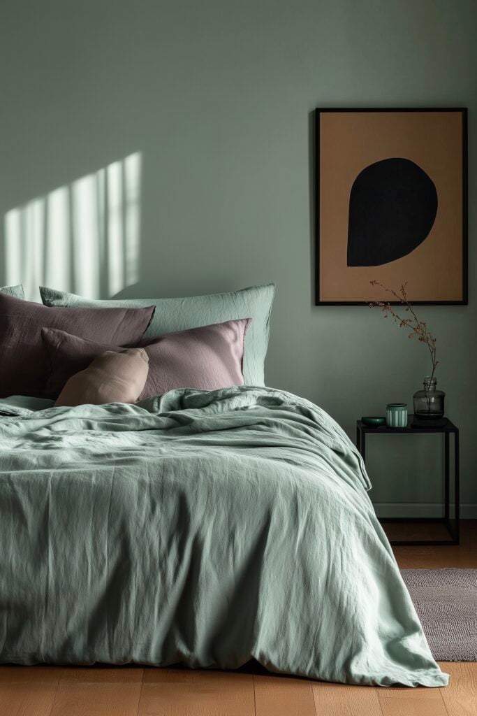 intérêts entretien surmatelas chambre verte lit sauge